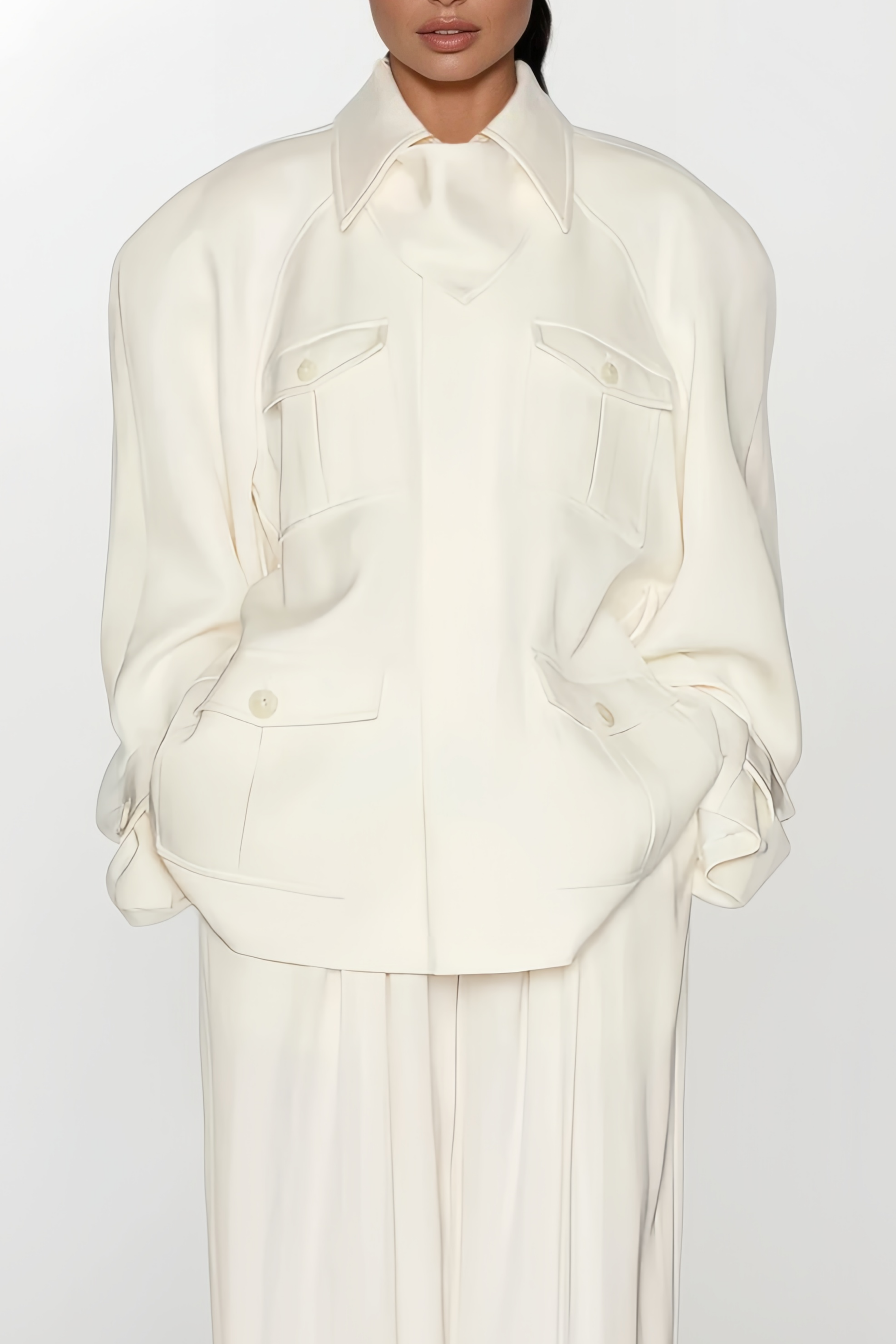 Ambre Cream White Belted Trench Coat
