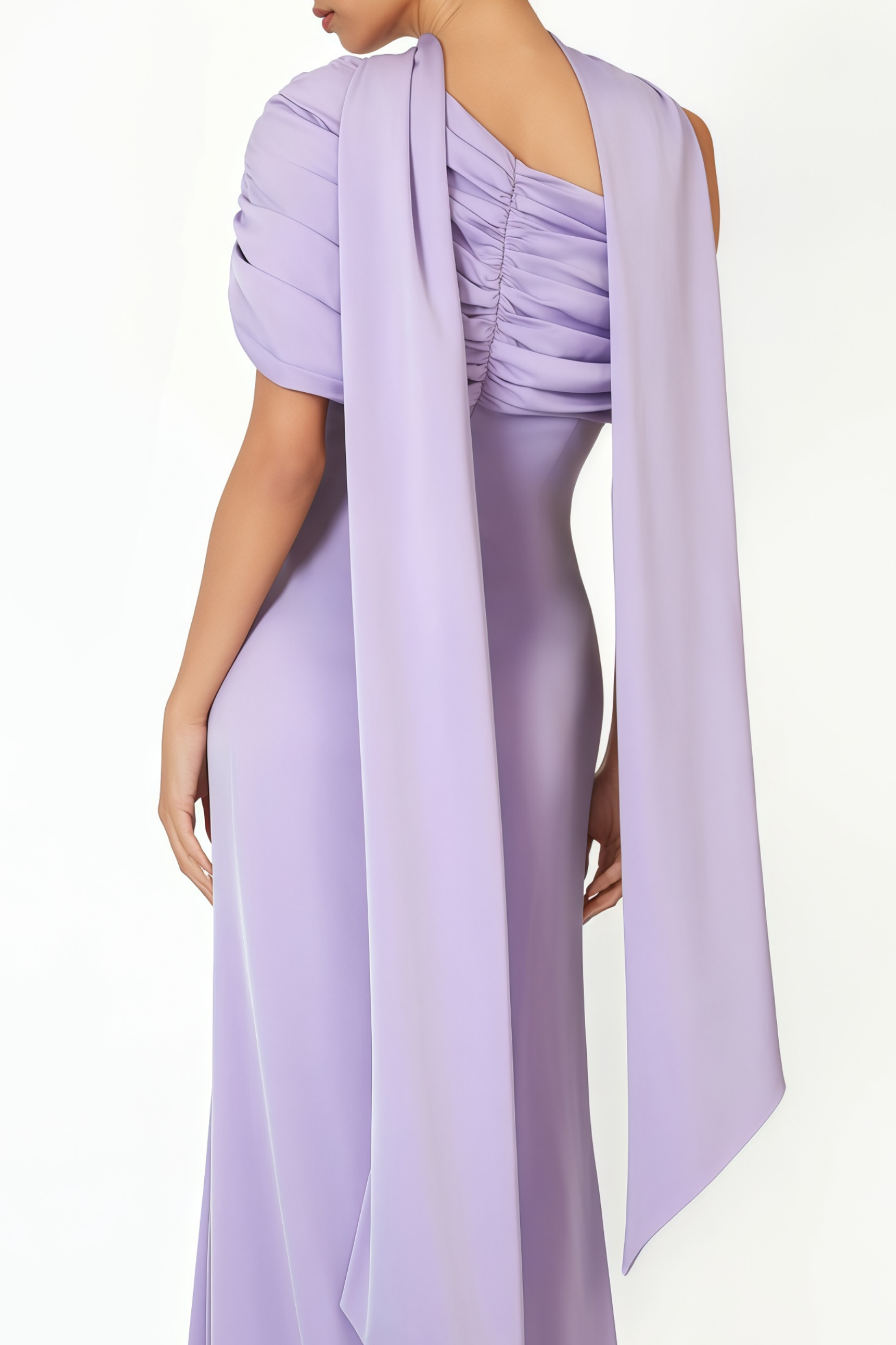 Benedetta Lilac One Shoulder Satin Maxikleid