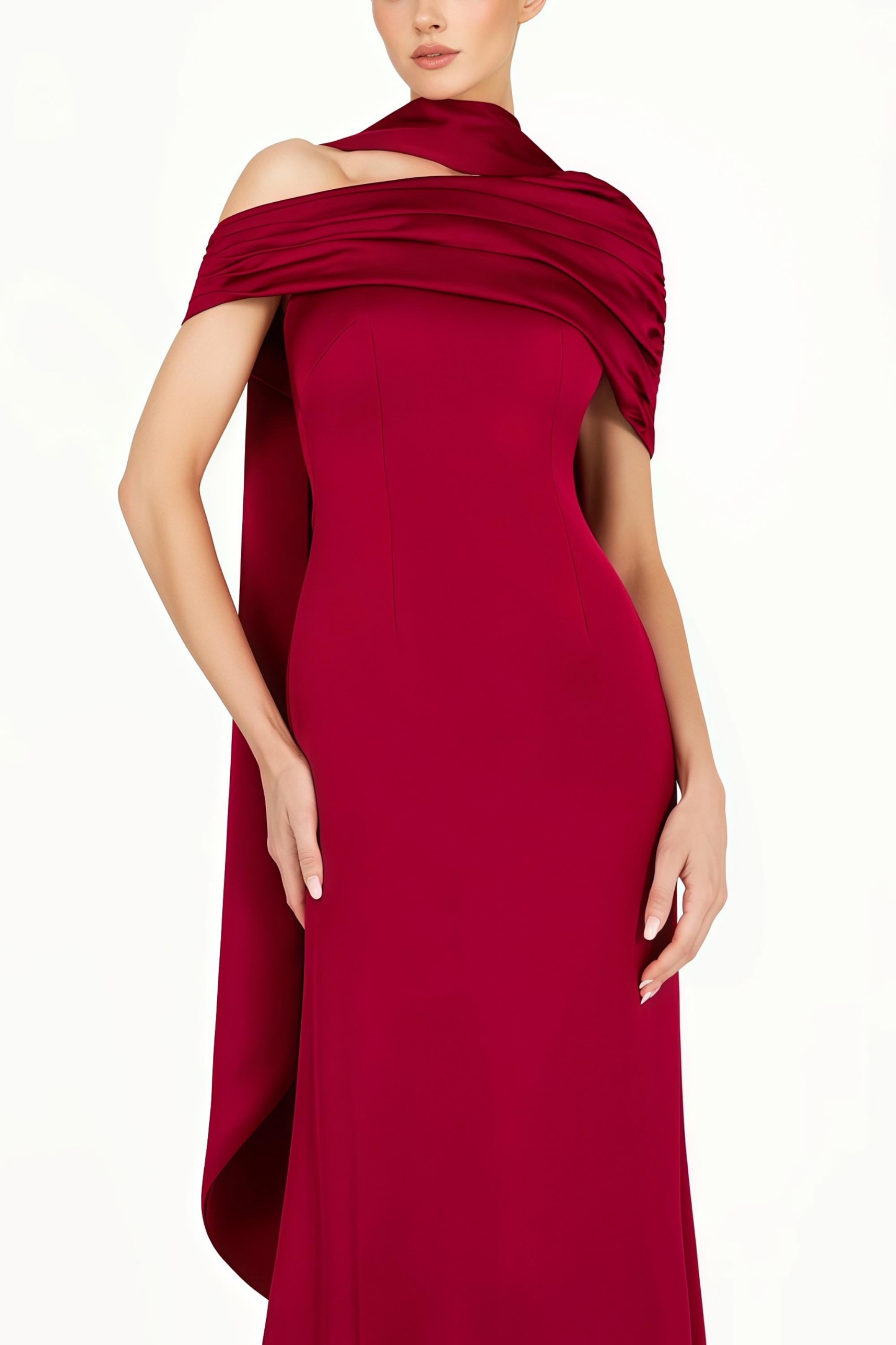 Benedetta Rotes One-Shoulder-Maxikleid aus Satin