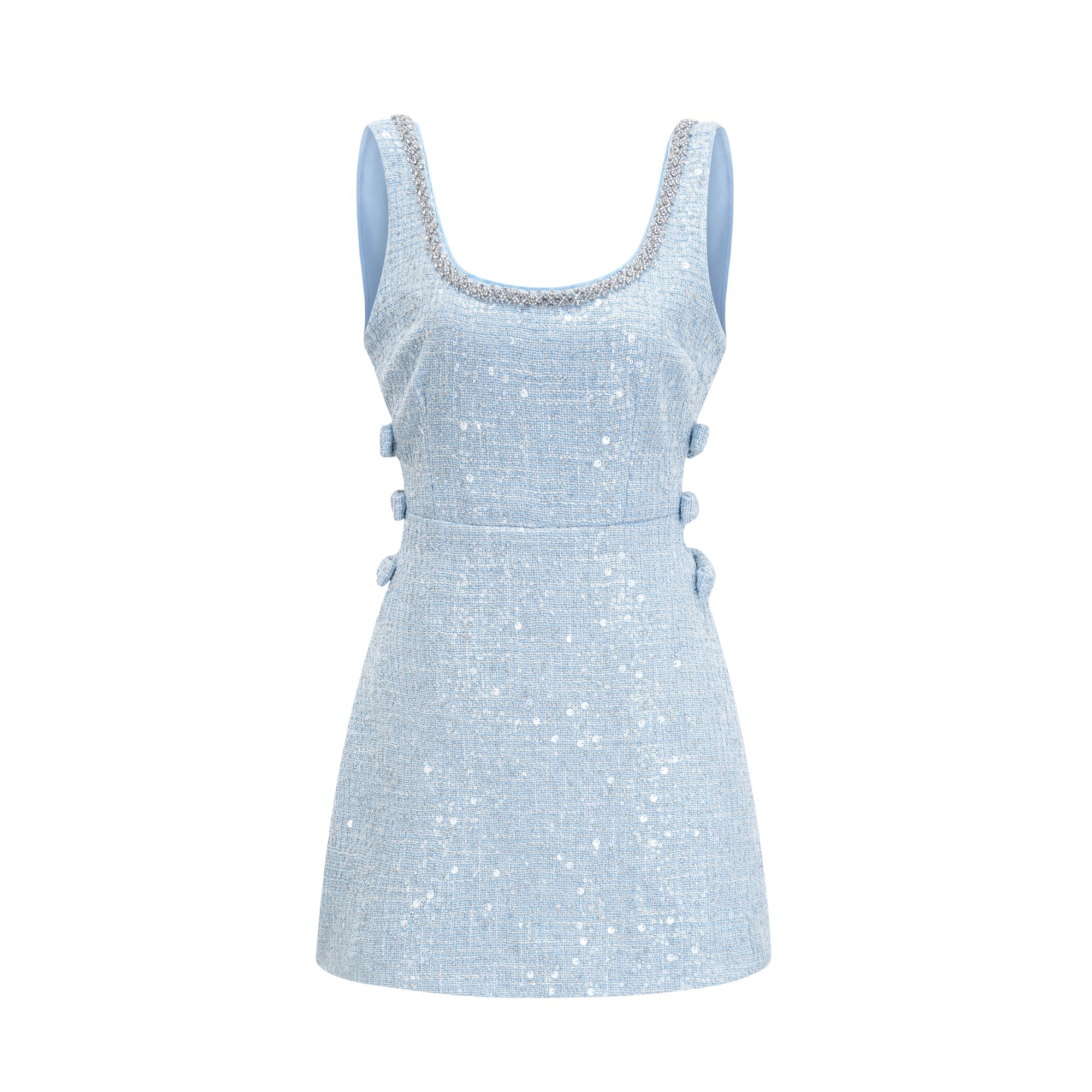 Manon blue tweed sequined mini dress