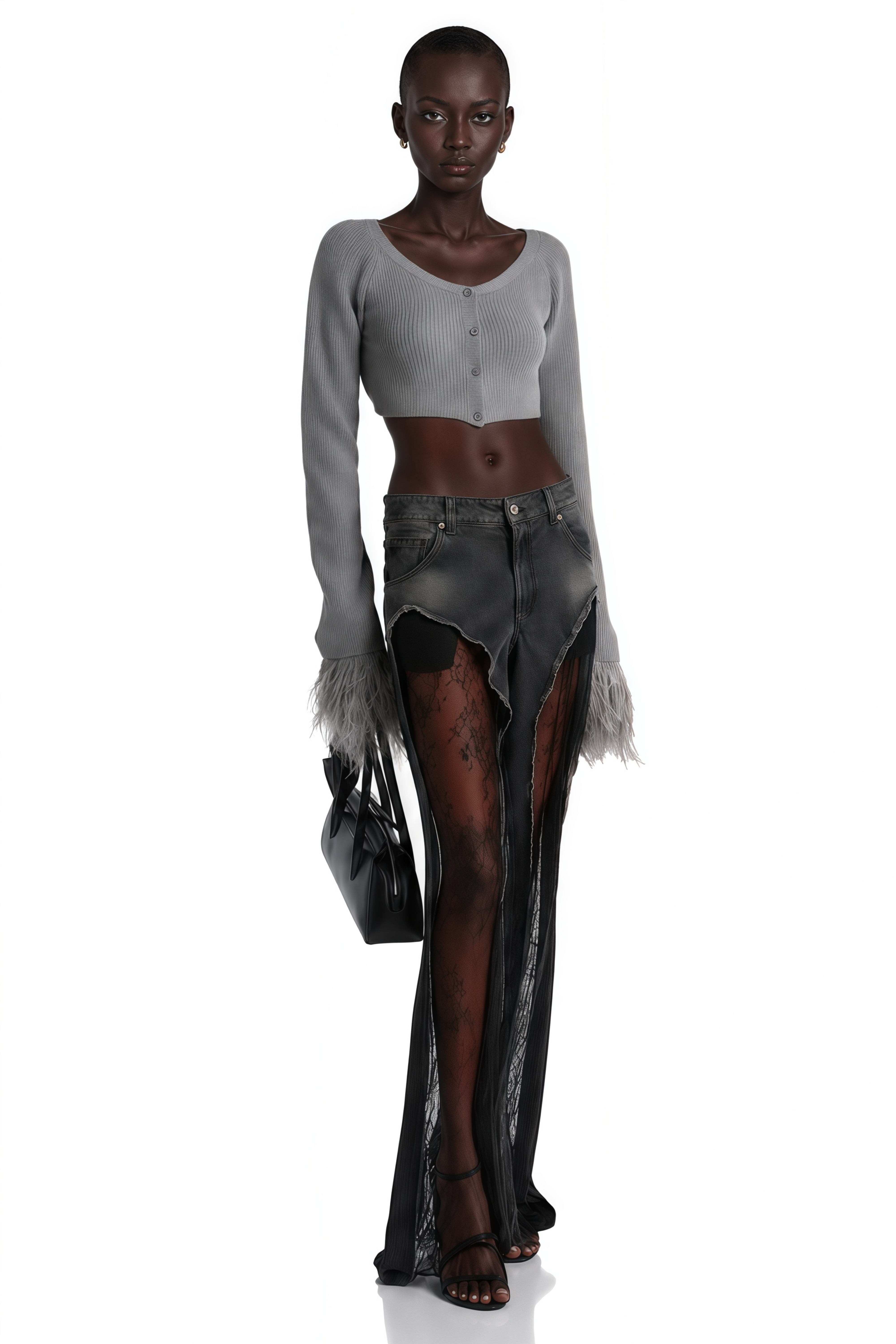 Madeline Black Floral Lace Panel Jeans