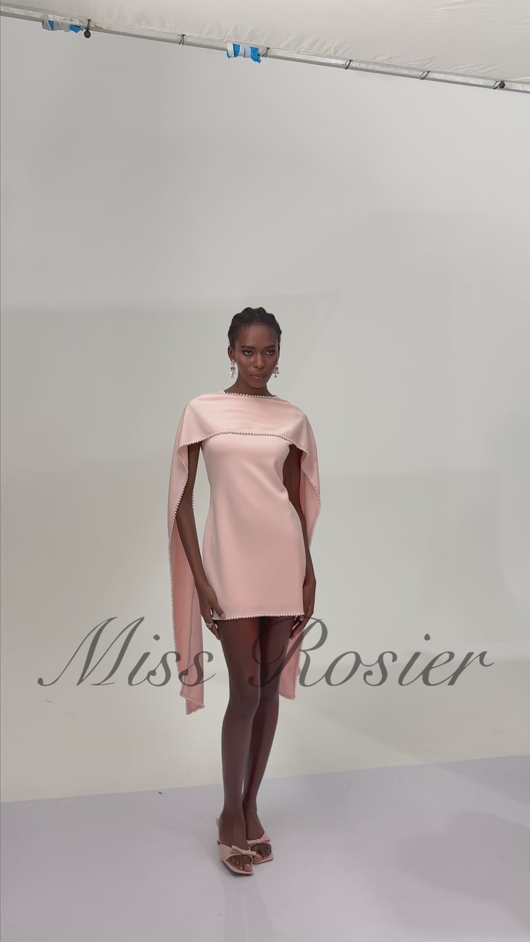 Piroska Pink Sleeveless Pearl Trim Mini Dress