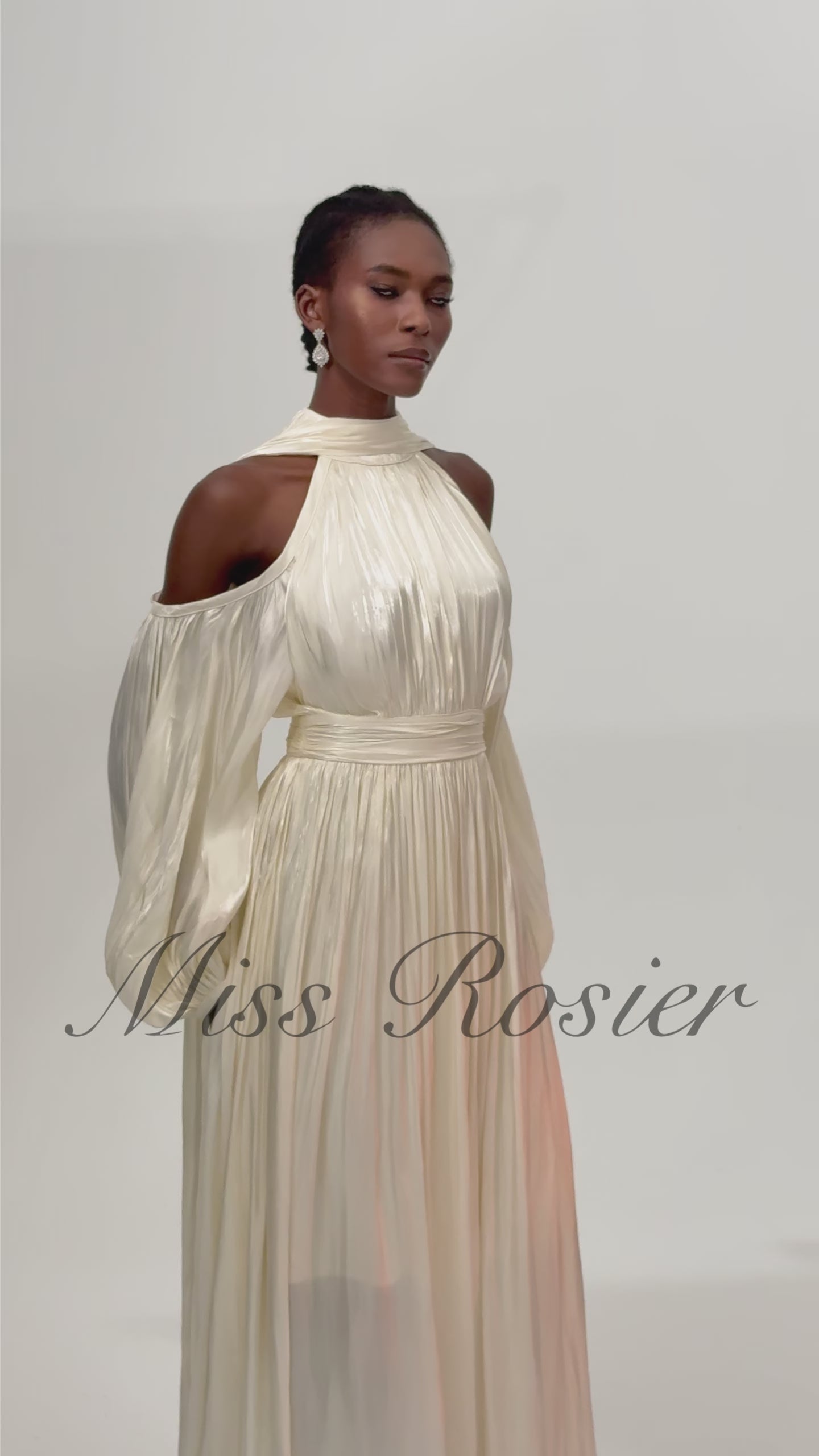 Margot White Cold Shoulder Ruched Maxi Dress