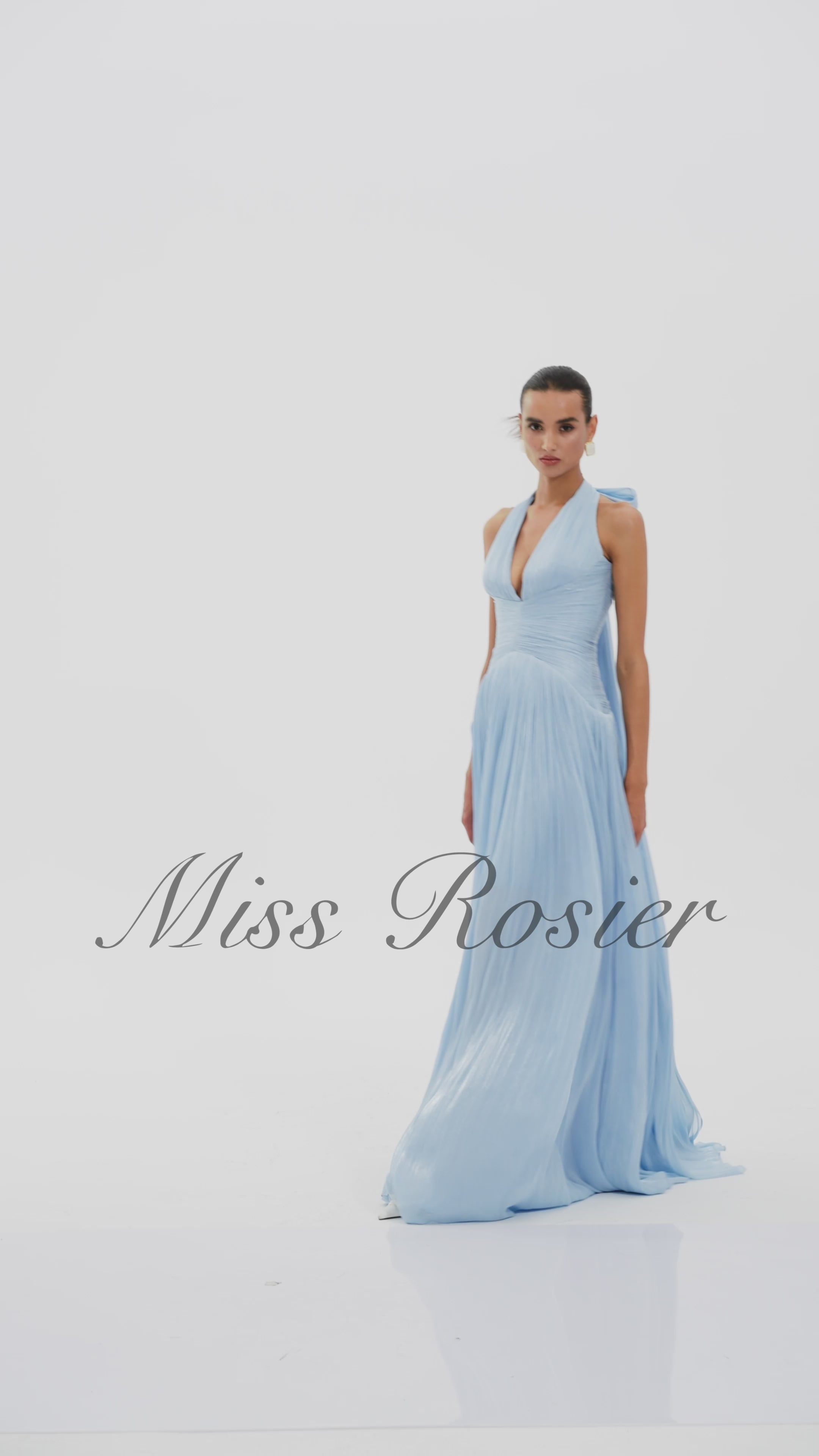 Térébenthine Blue Glossy Gathered Maxi Dress