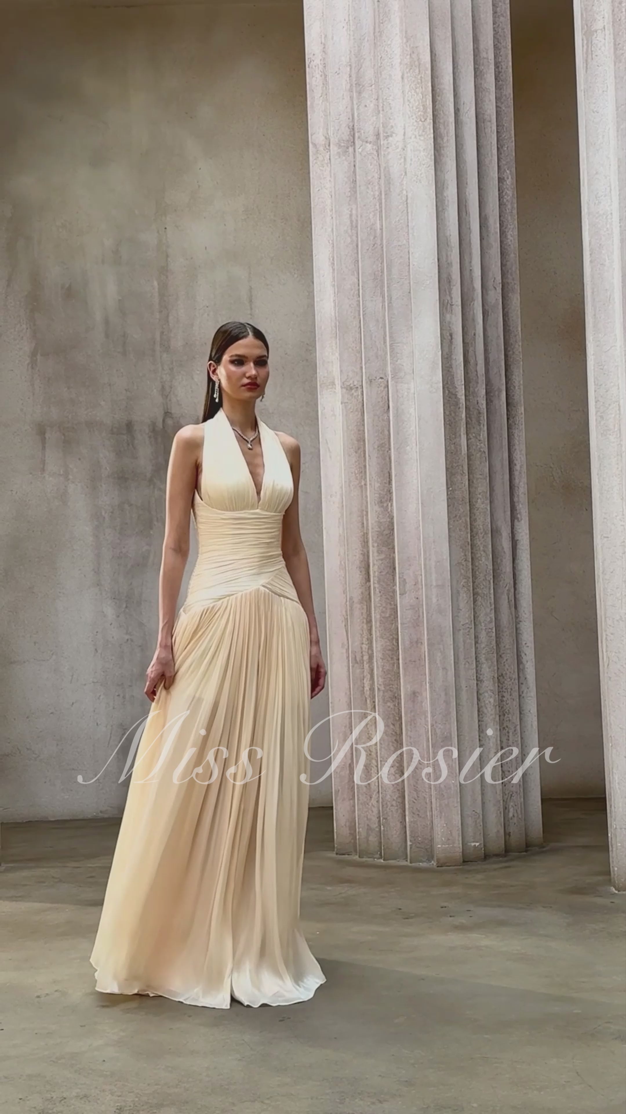 Uranie Neutral Gathered Maxi Dress