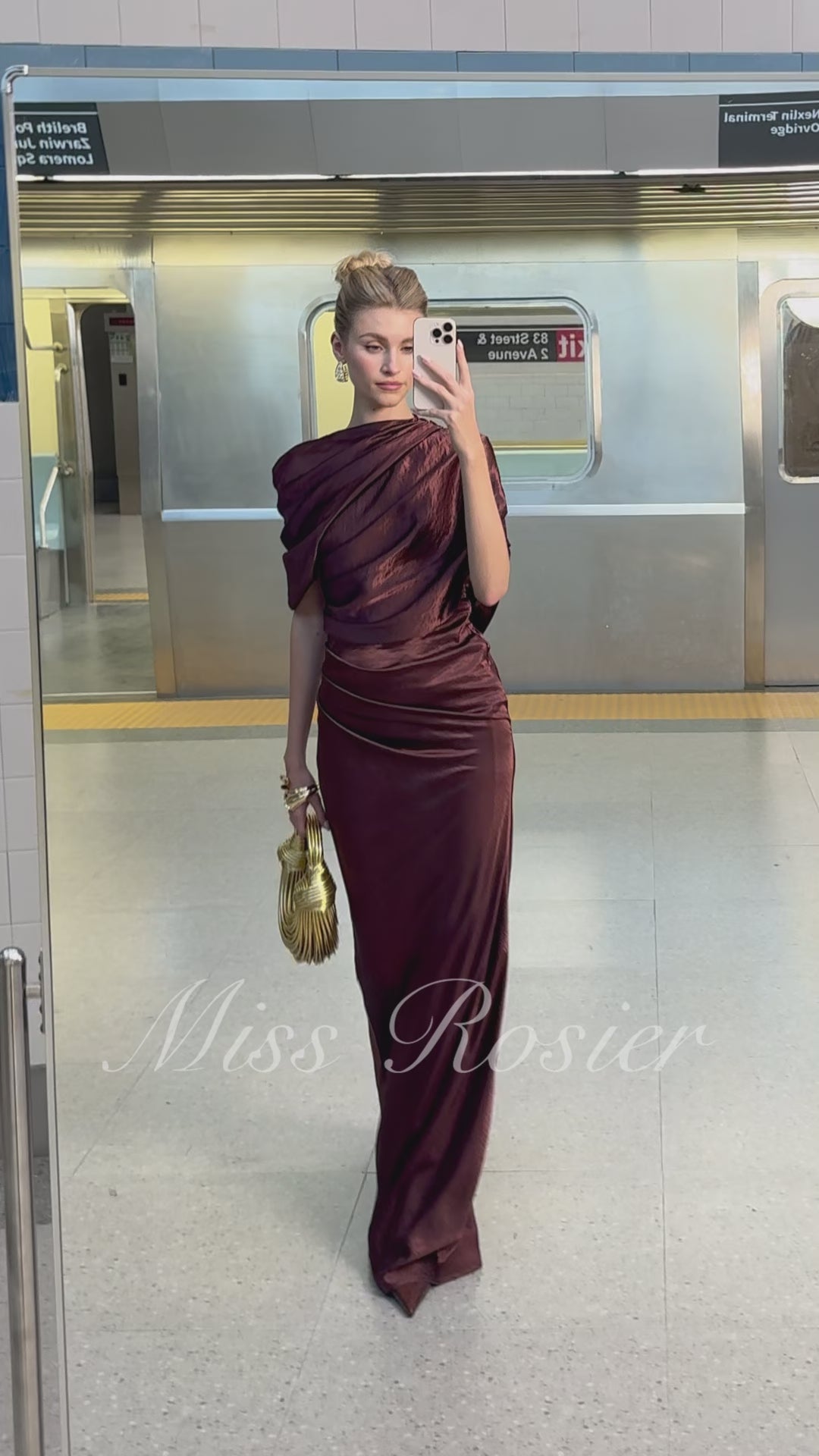 Asymmetrical Satin Gown