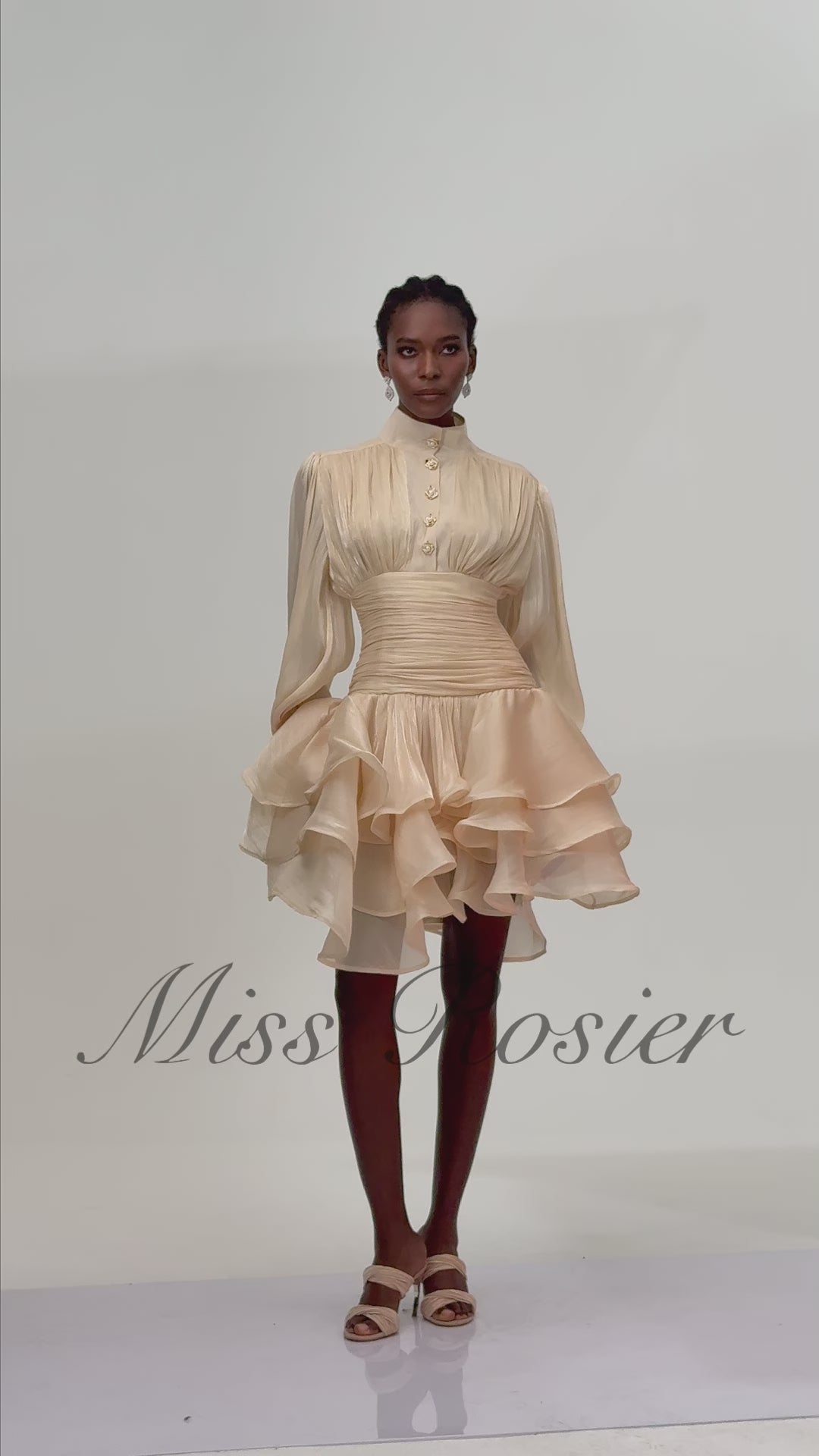 High Neck Long Sleeve Mini Dress