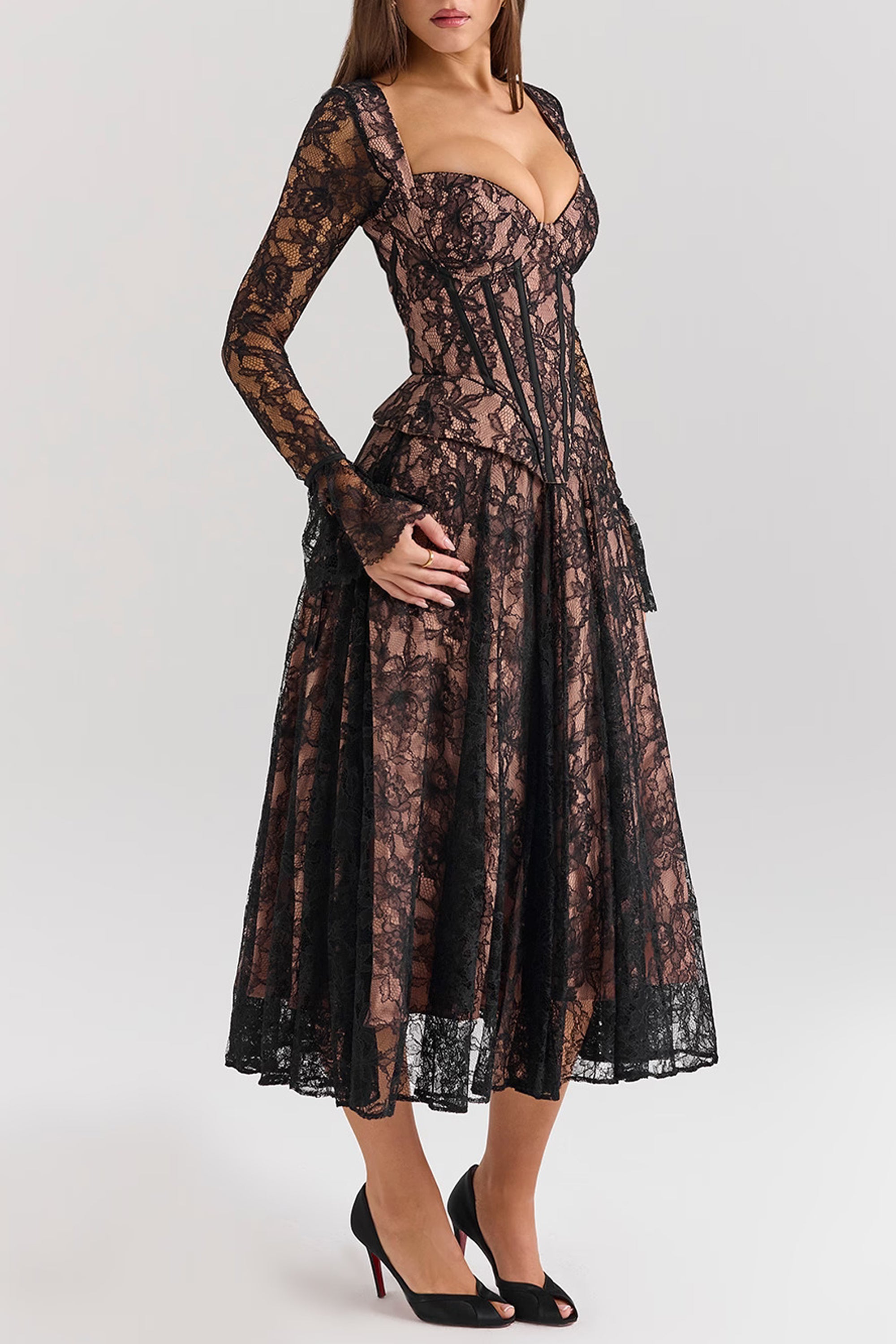 Jennifer blace lace flared midi dress