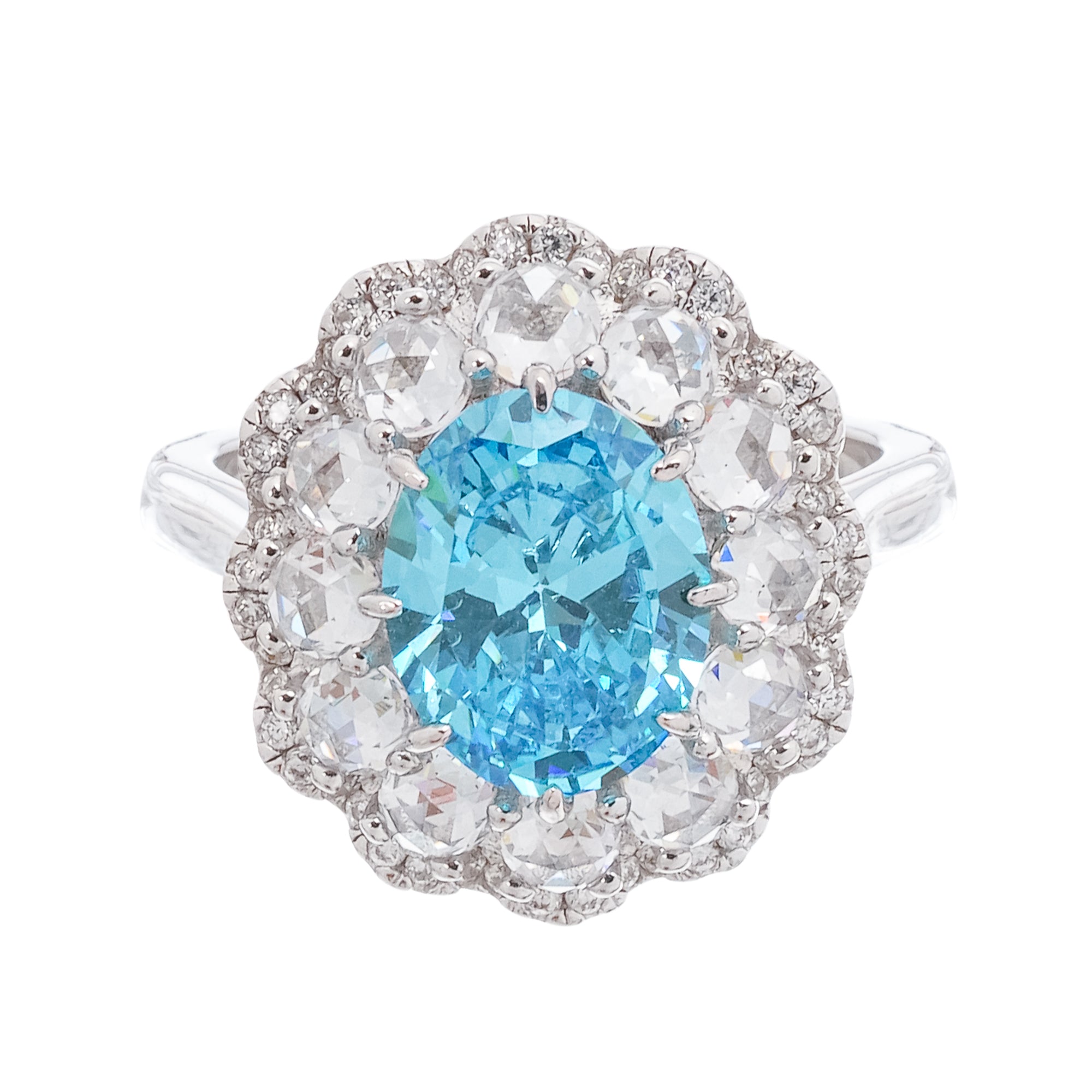 Coralie – Sterling-Silberring mit blauem Blumenedelstein