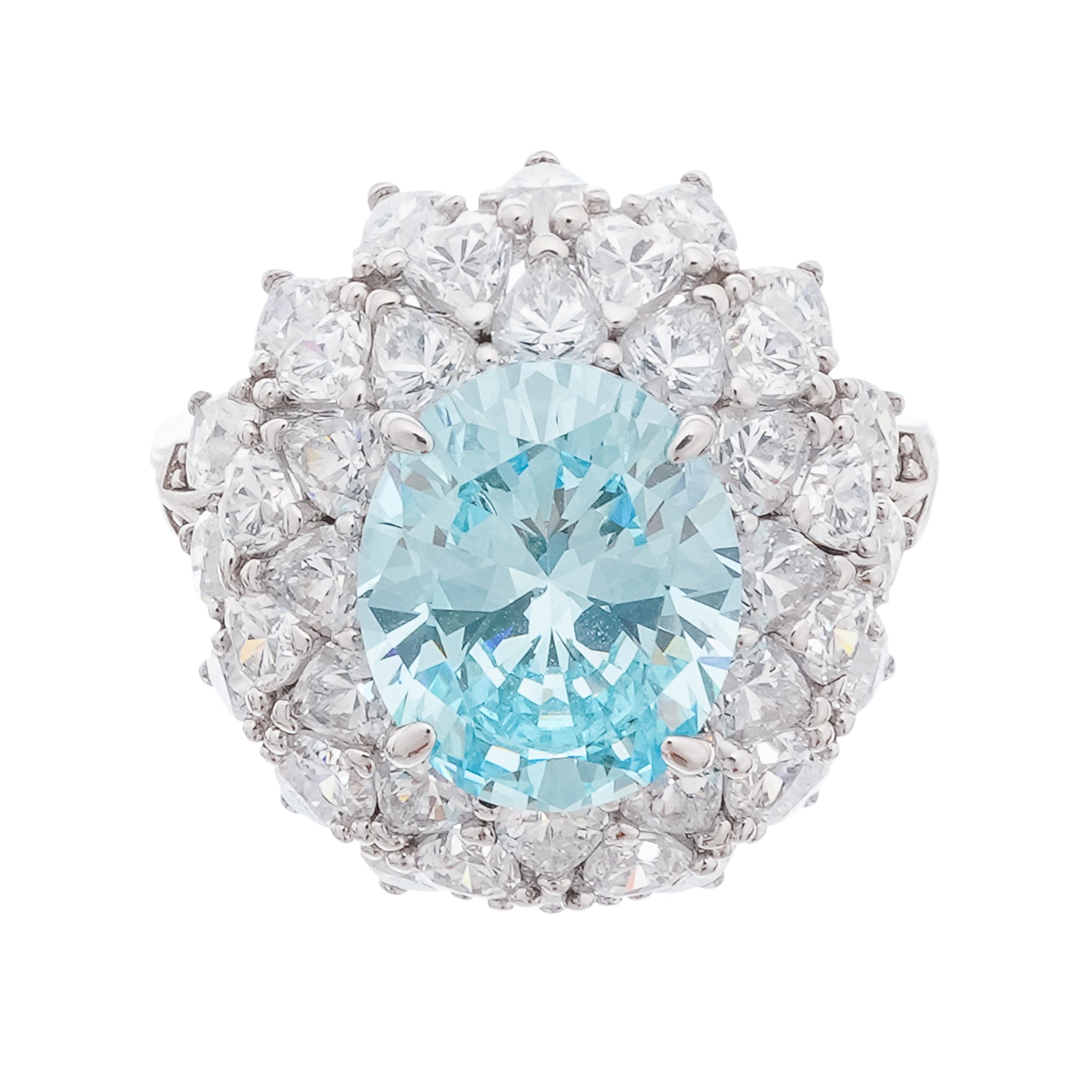 Sterling-Silberring mit Edelstein im Ovalschliff „Céleste Blue“