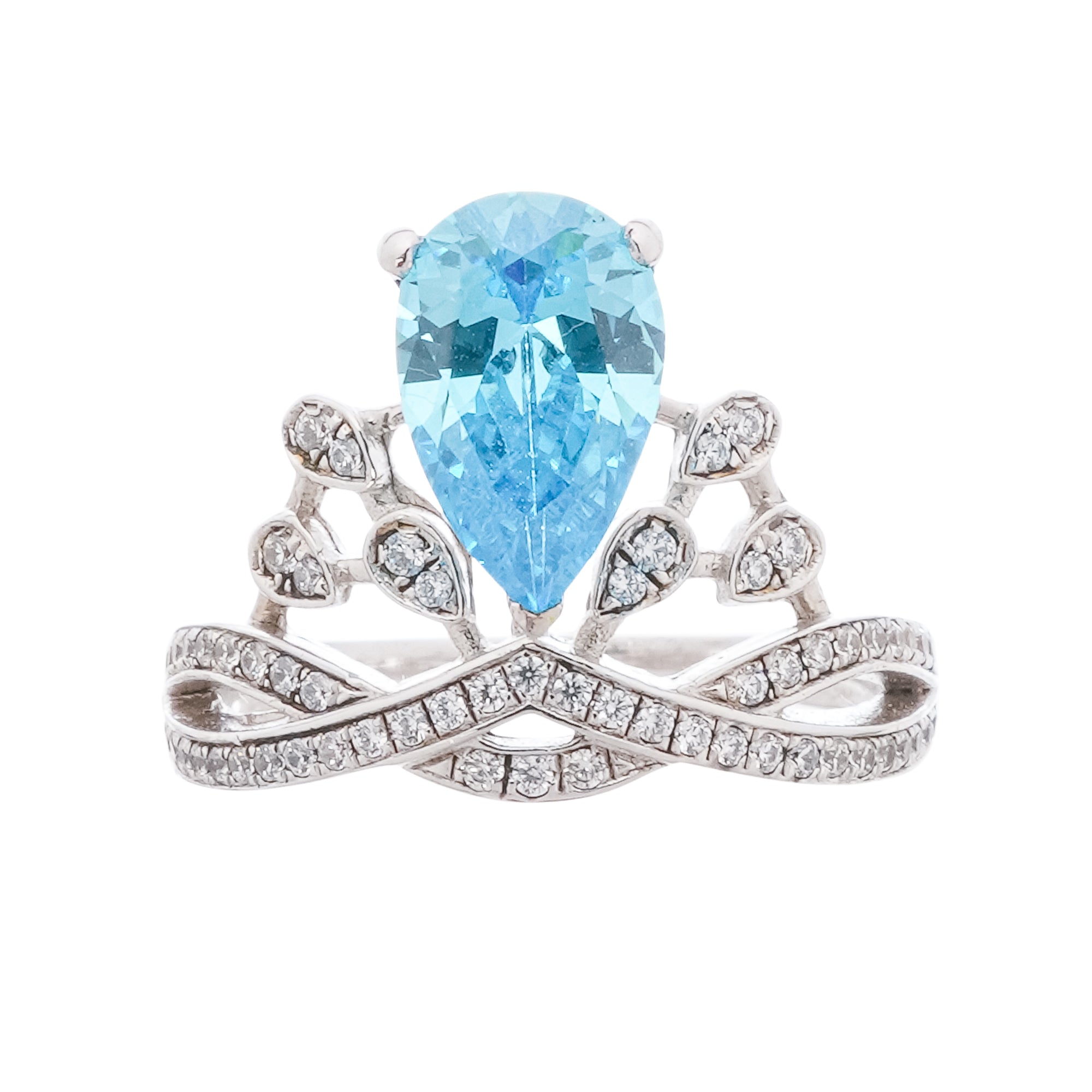 Colette – Sterlingsilberring mit blauem Edelstein im Birnenschliff