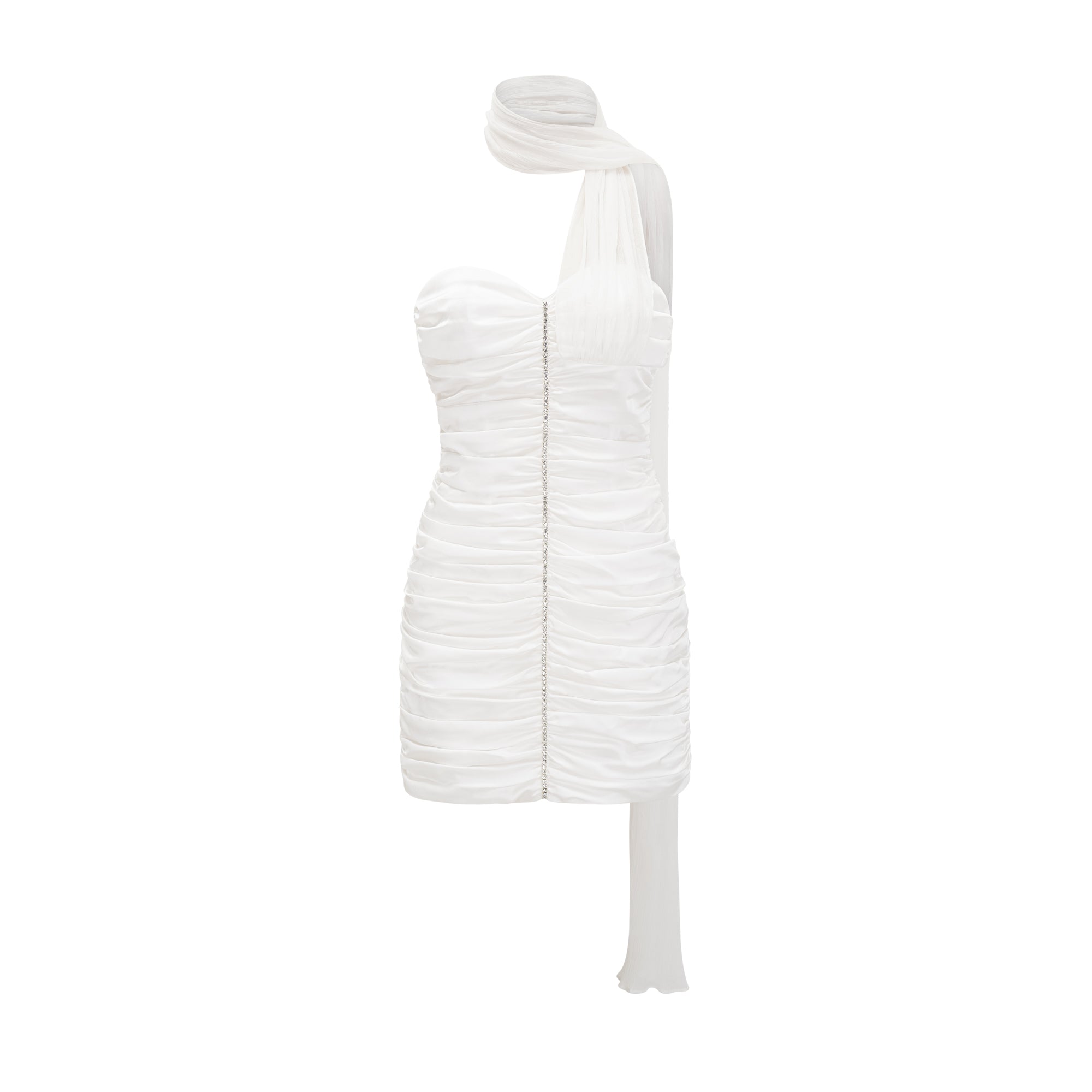 Sigrid white ruched mini dress