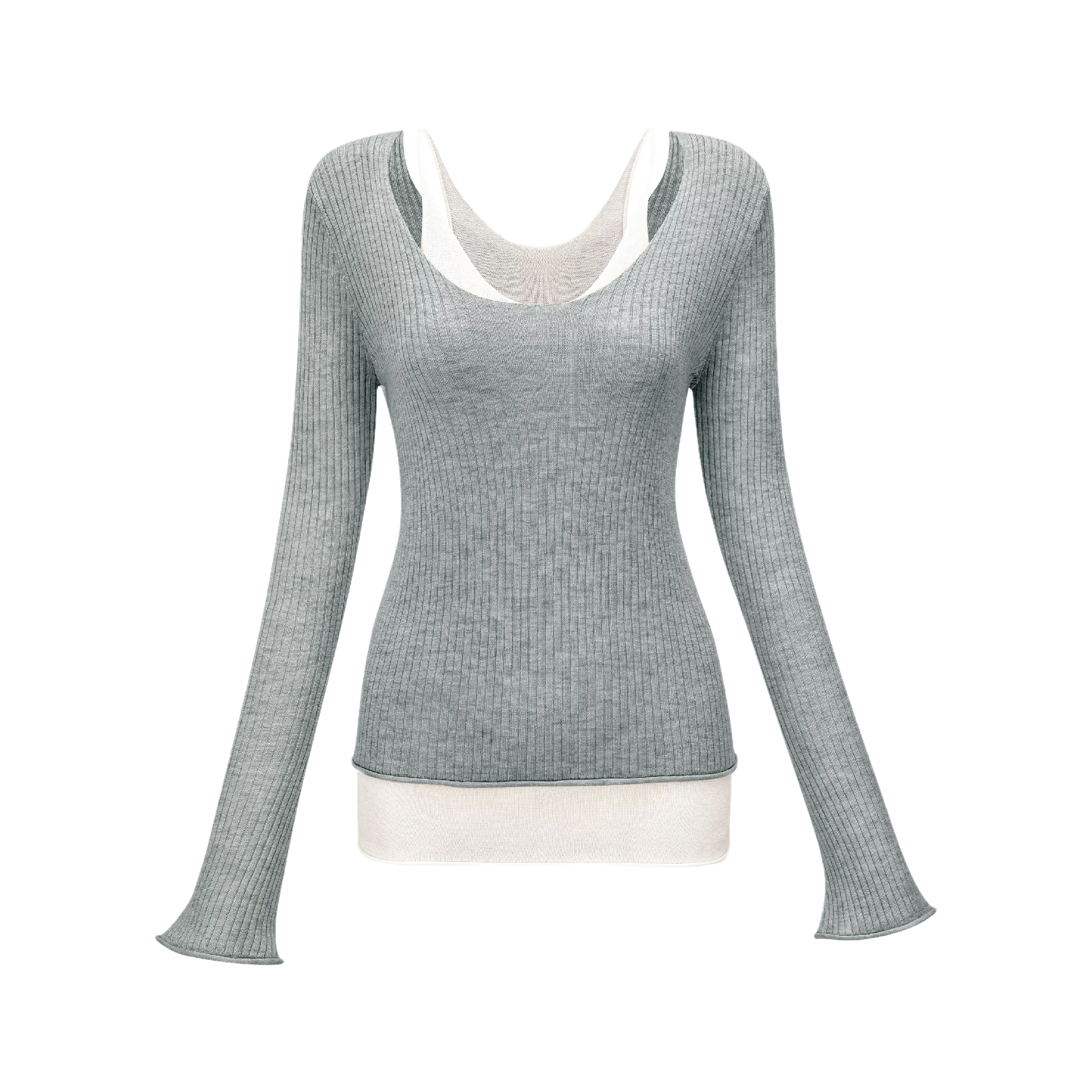 Stay-layered knitted crew neck top