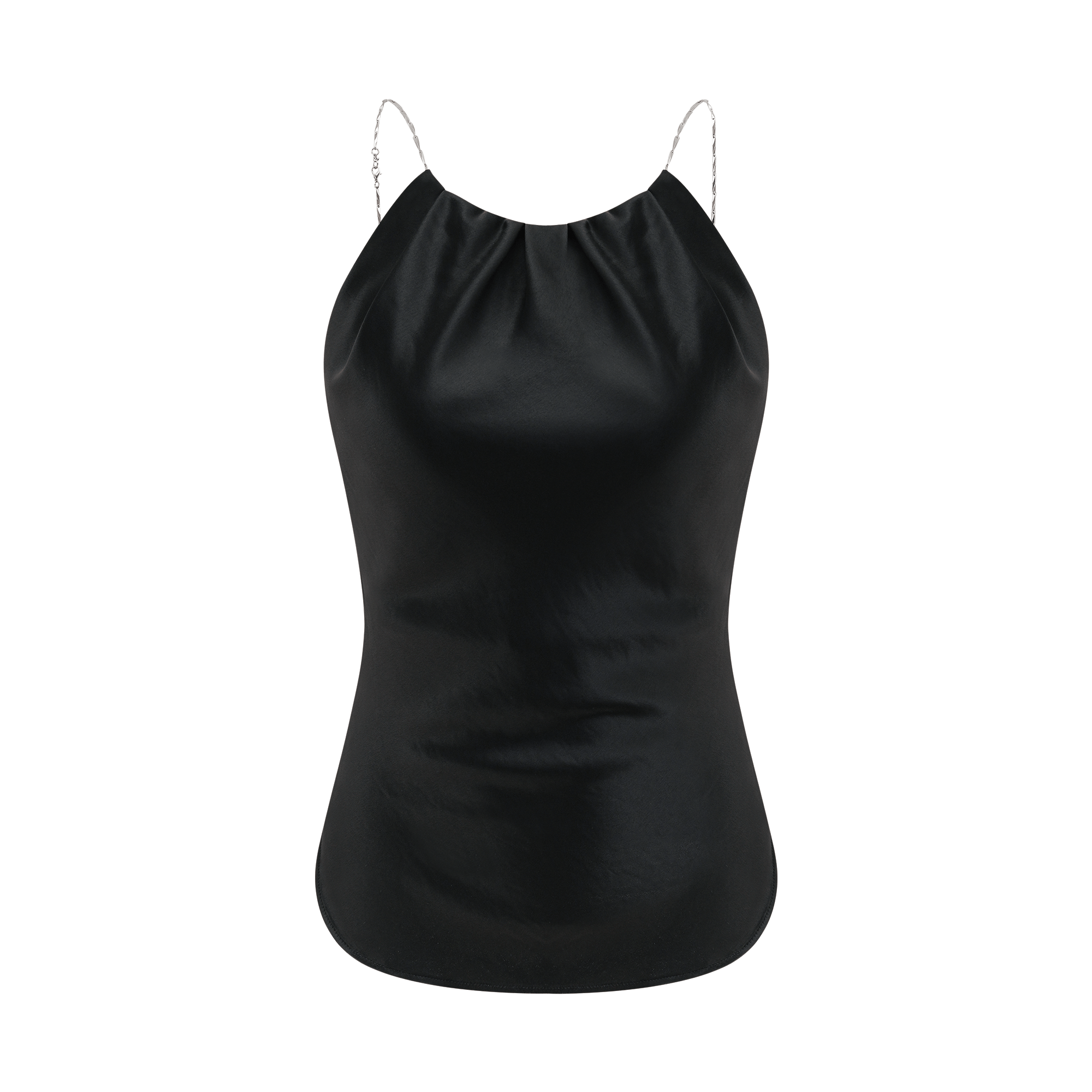 Kurzes Tanktop „Arden“ aus Satin in Schwarz