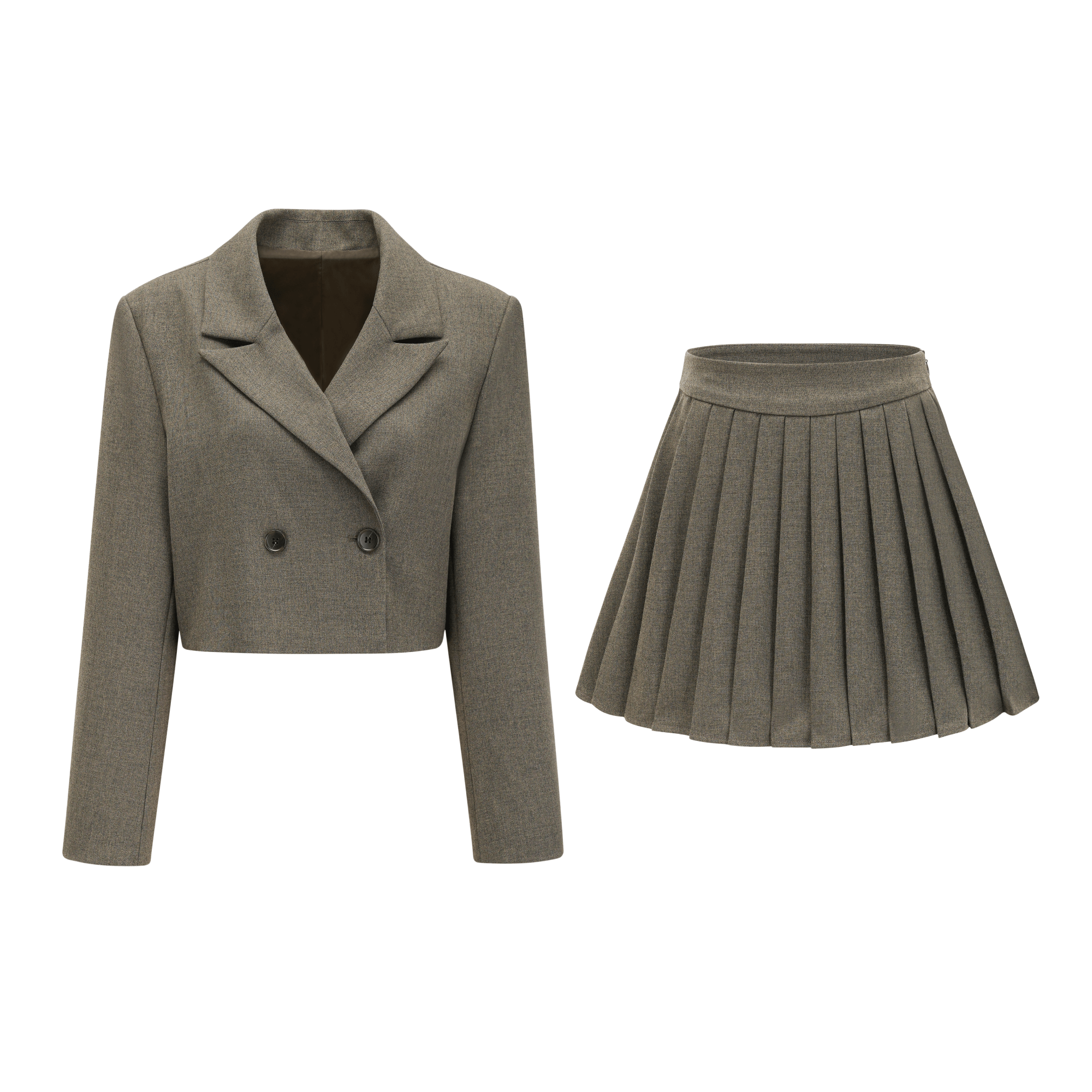 Atrovirens cropped jacket & pleated skirt matching set - Miss Rosier - Women's Online Boutique