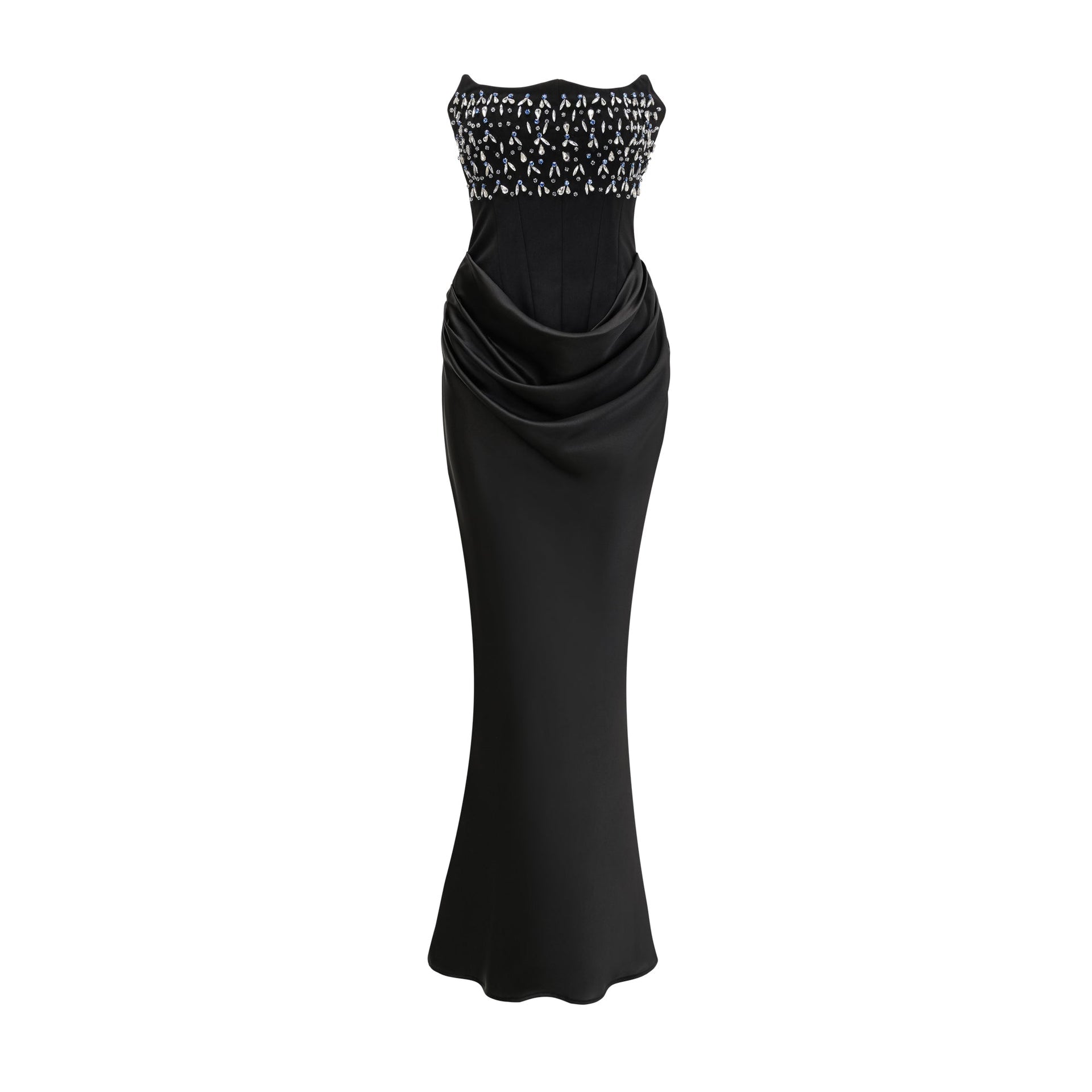 allspice beaded maxi dress black Swayze Gown Blue beaded sweetheart neckline Gown 4 / Royal Blue main image 1