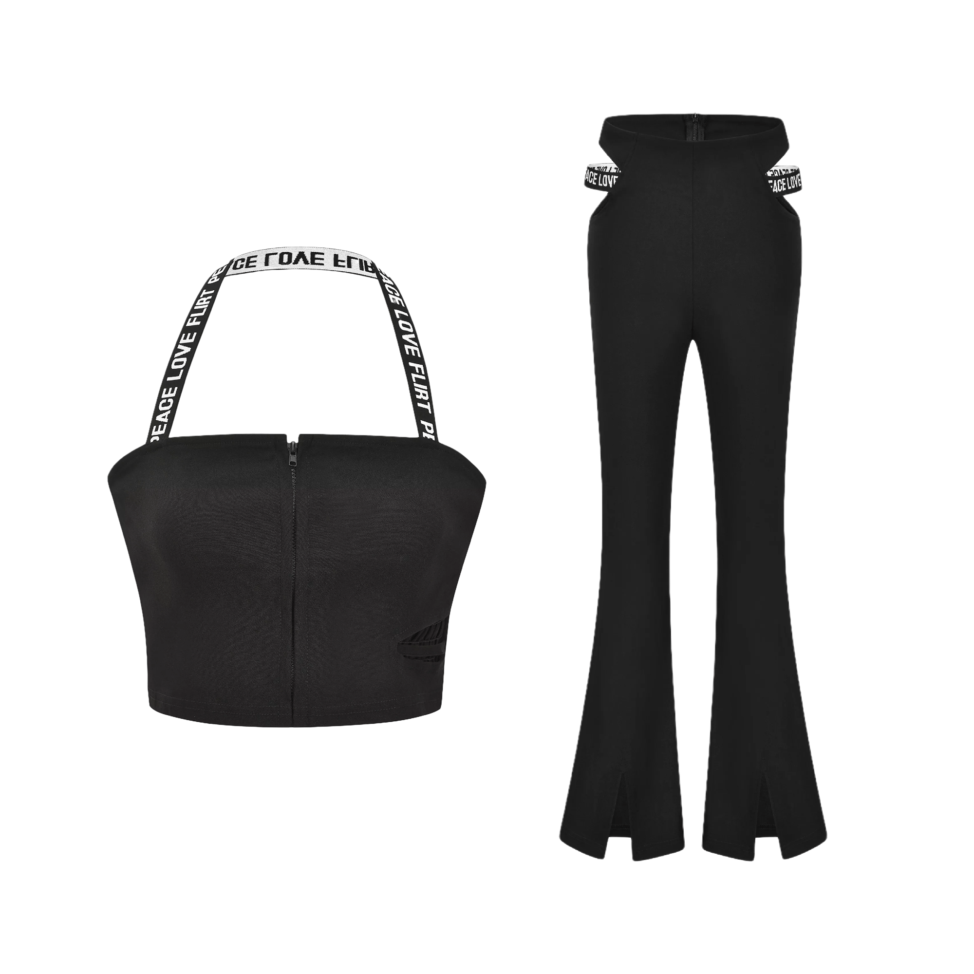 Black Mamba-cut-out crop top & trousers matching set - itsy, it‘s different