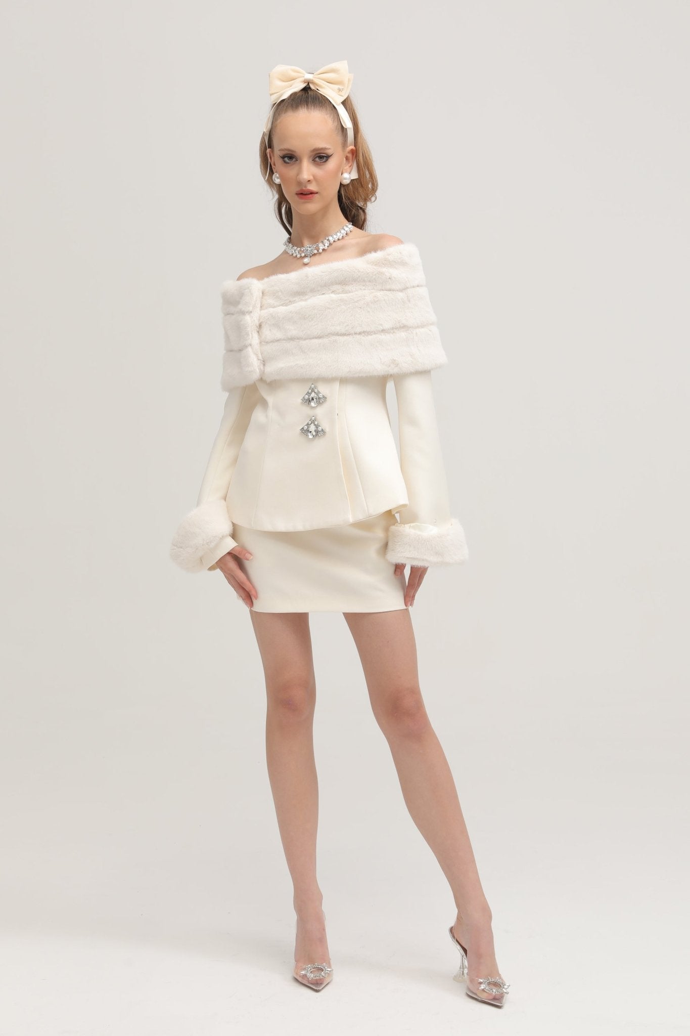 Faux fur jacket with dress best sale