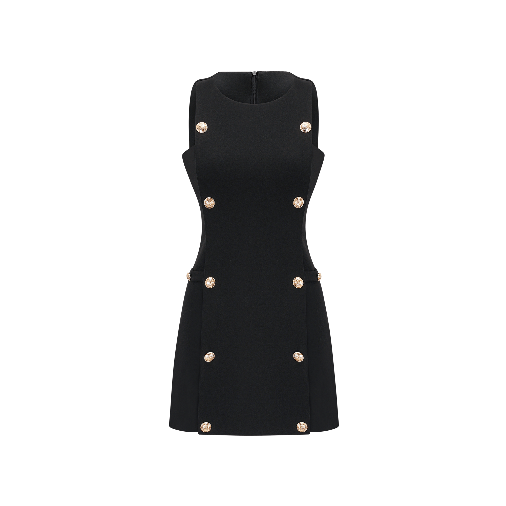Cascade button-detail black mini dress - Miss Rosier - Women's Online Boutique