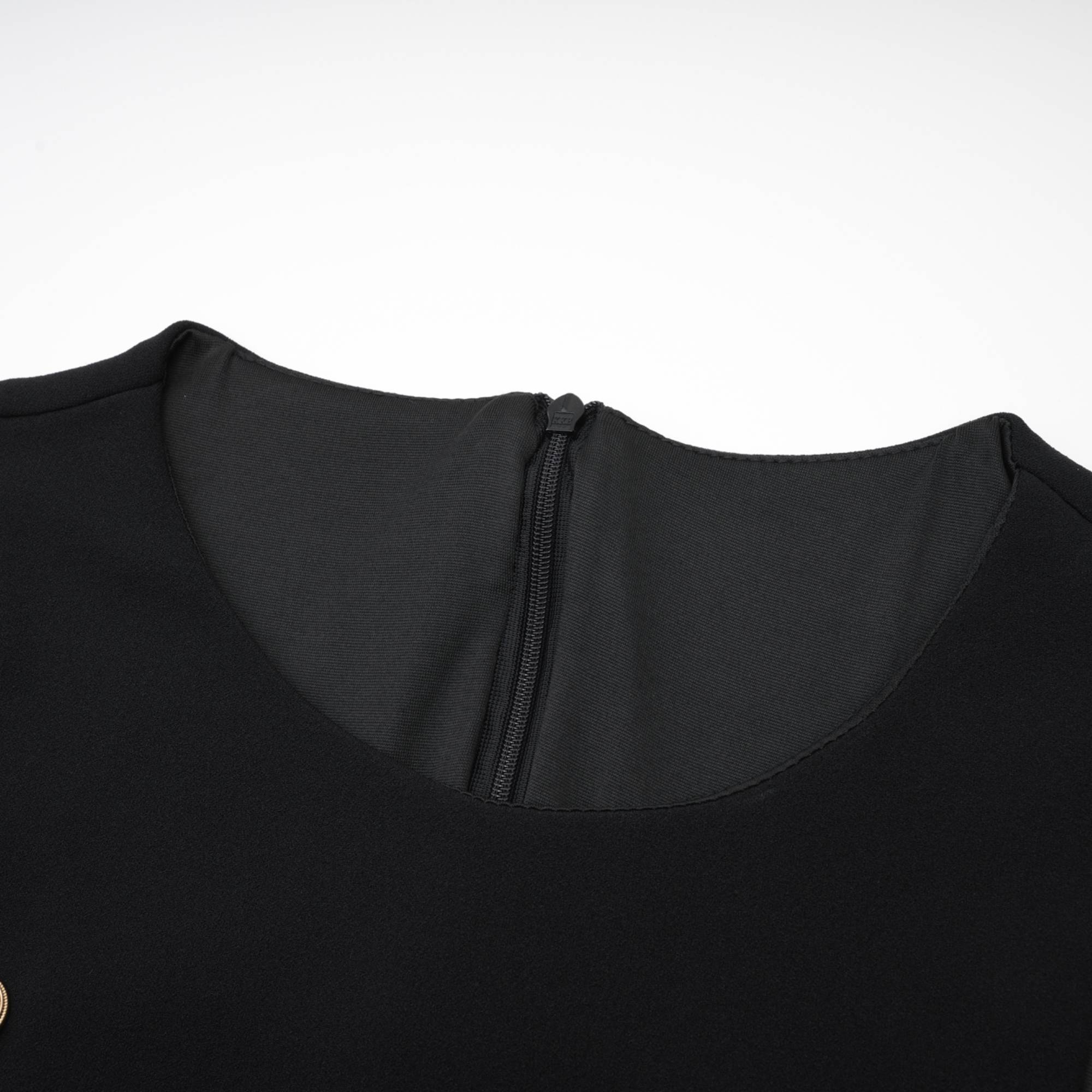 Cascade button-detail black mini dress - Miss Rosier - Women's Online Boutique