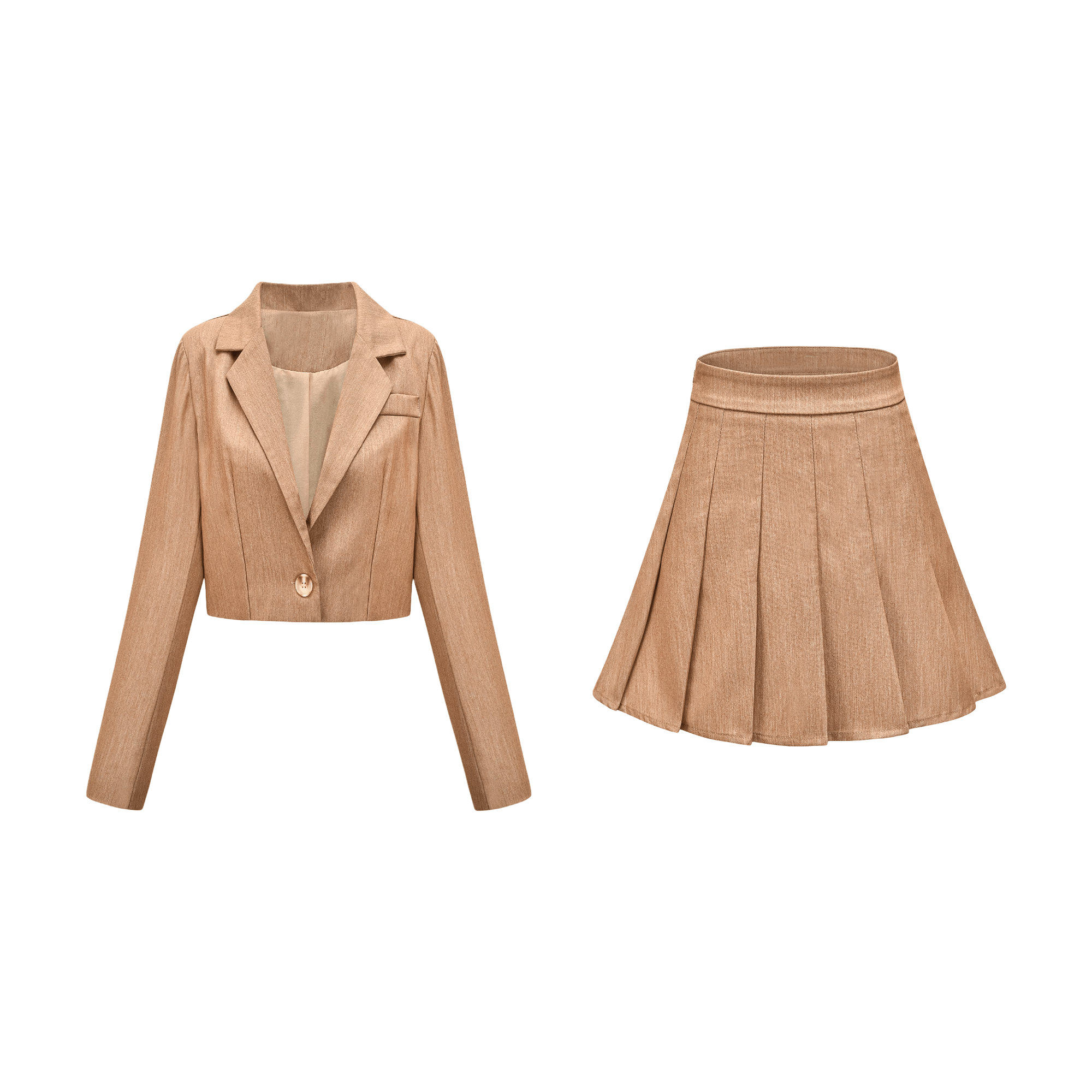 Deep V-neck cropped blazer & skirt matching set - itsy, it‘s different