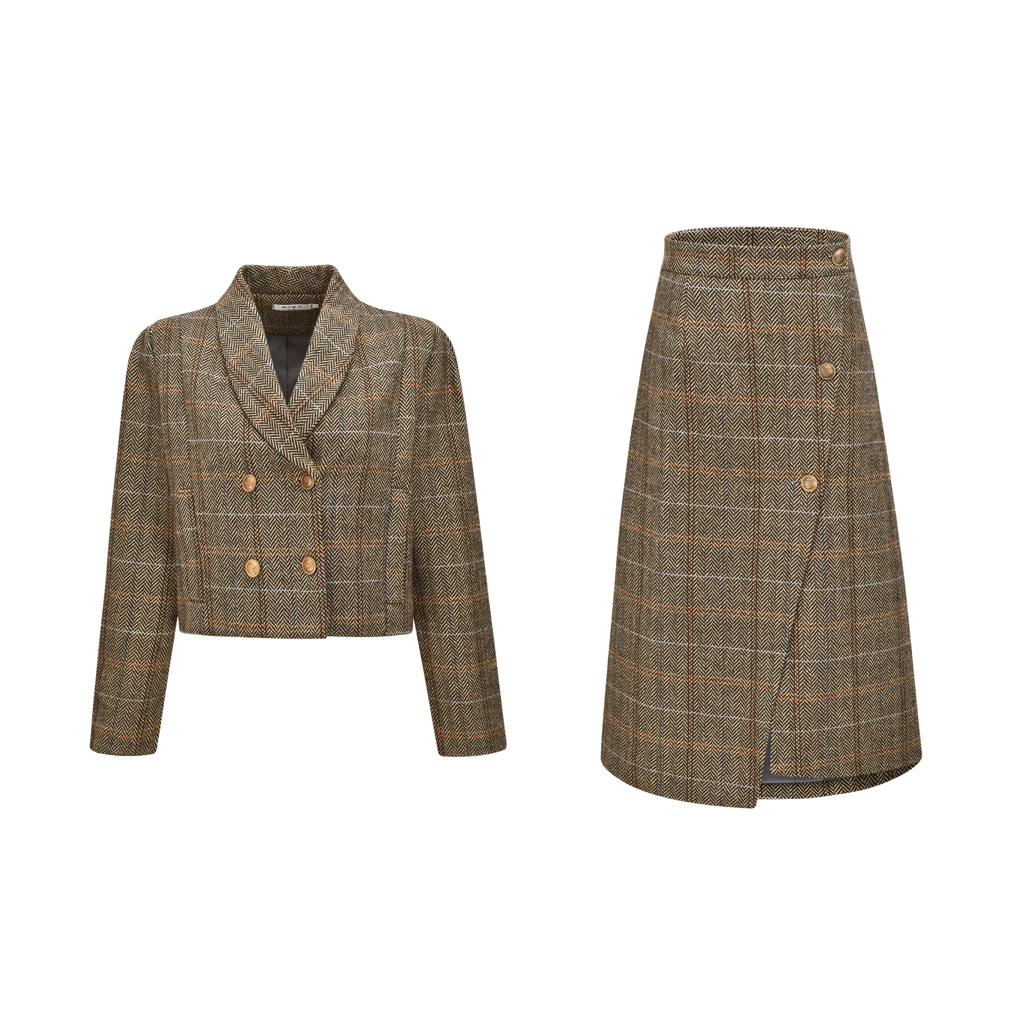 Double-breasted cropped blazer & long skirt matching set - itsy, it‘s different