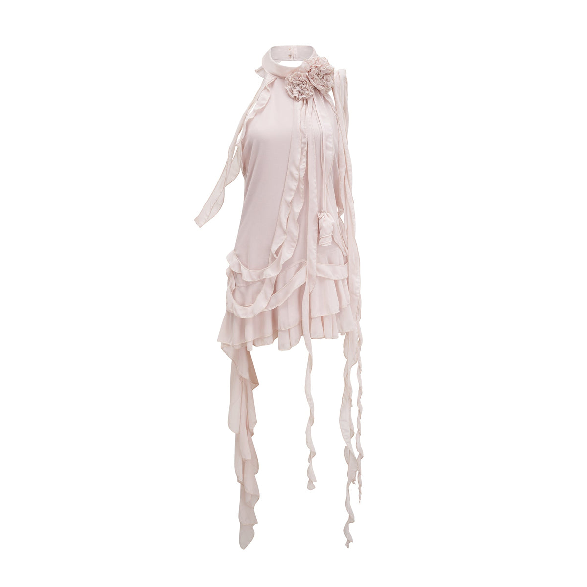 Eloisee Floral Asymmetrical Mini Dress, M / Neutrals Eloisee Floral Asymmetrical Mini Dress, M / Neutrals