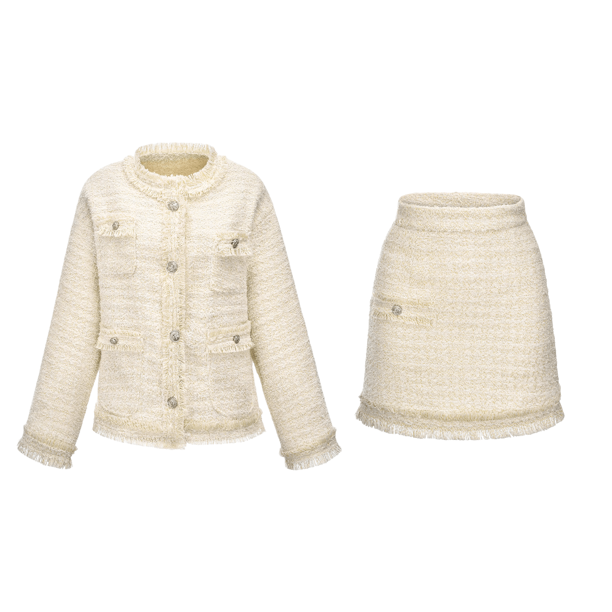 Fringed sequinned jacket & skirt matching set - itsy, it‘s different