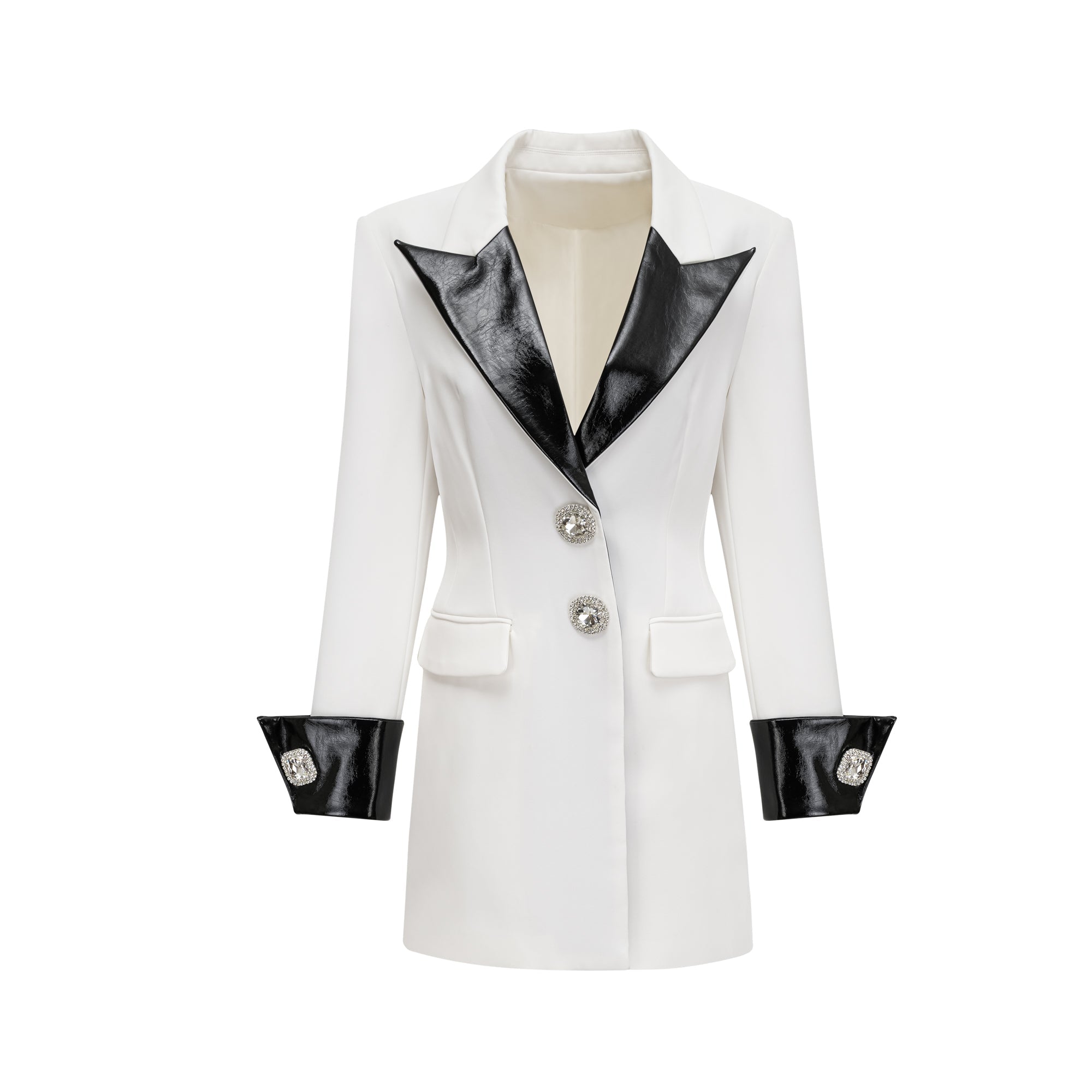 Louise crystal-button single-breasted coat - Miss Rosier - Women's Online Boutique