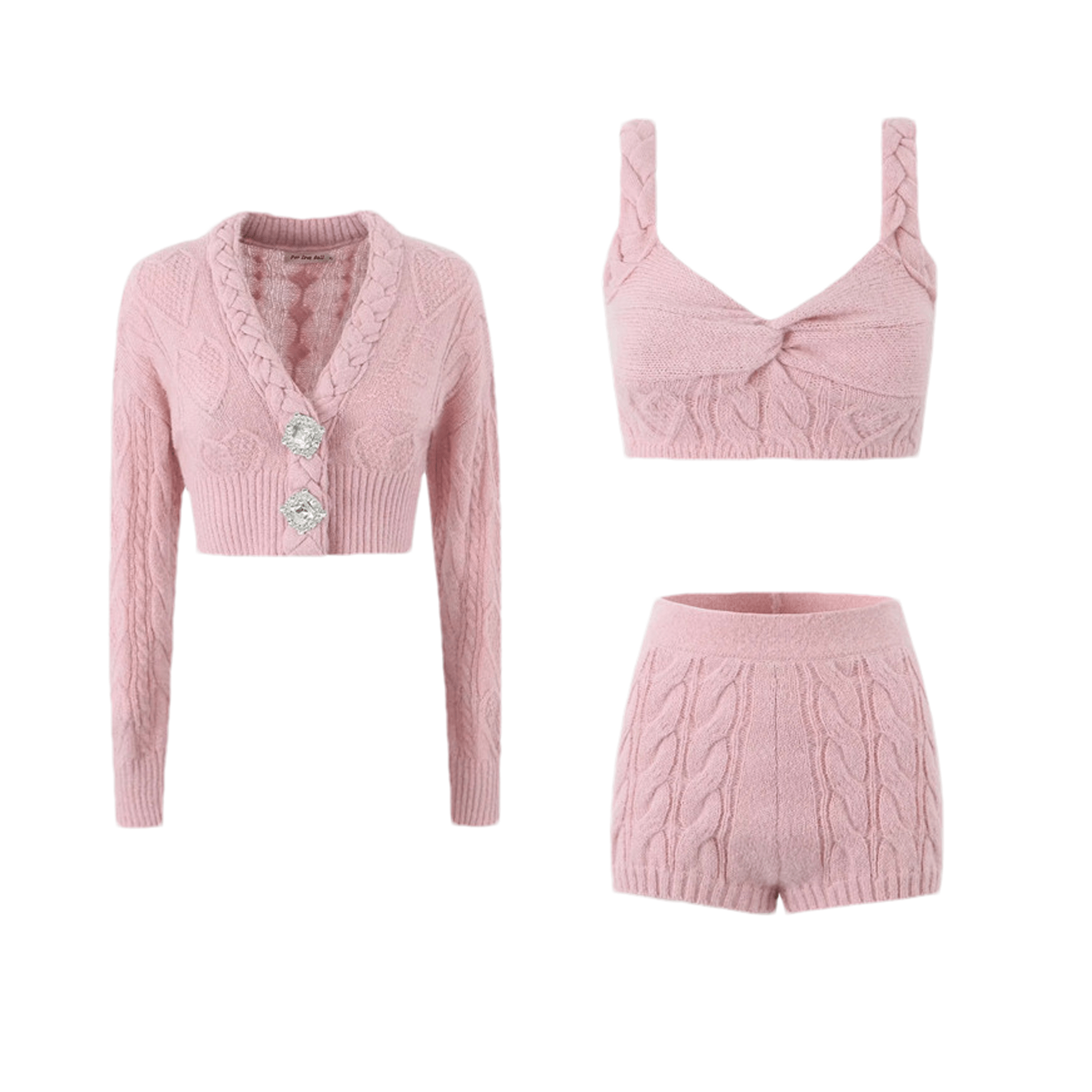 Nana cropped cardigan & crop top & shorts matching set - Miss Rosier - Women's Online Boutique