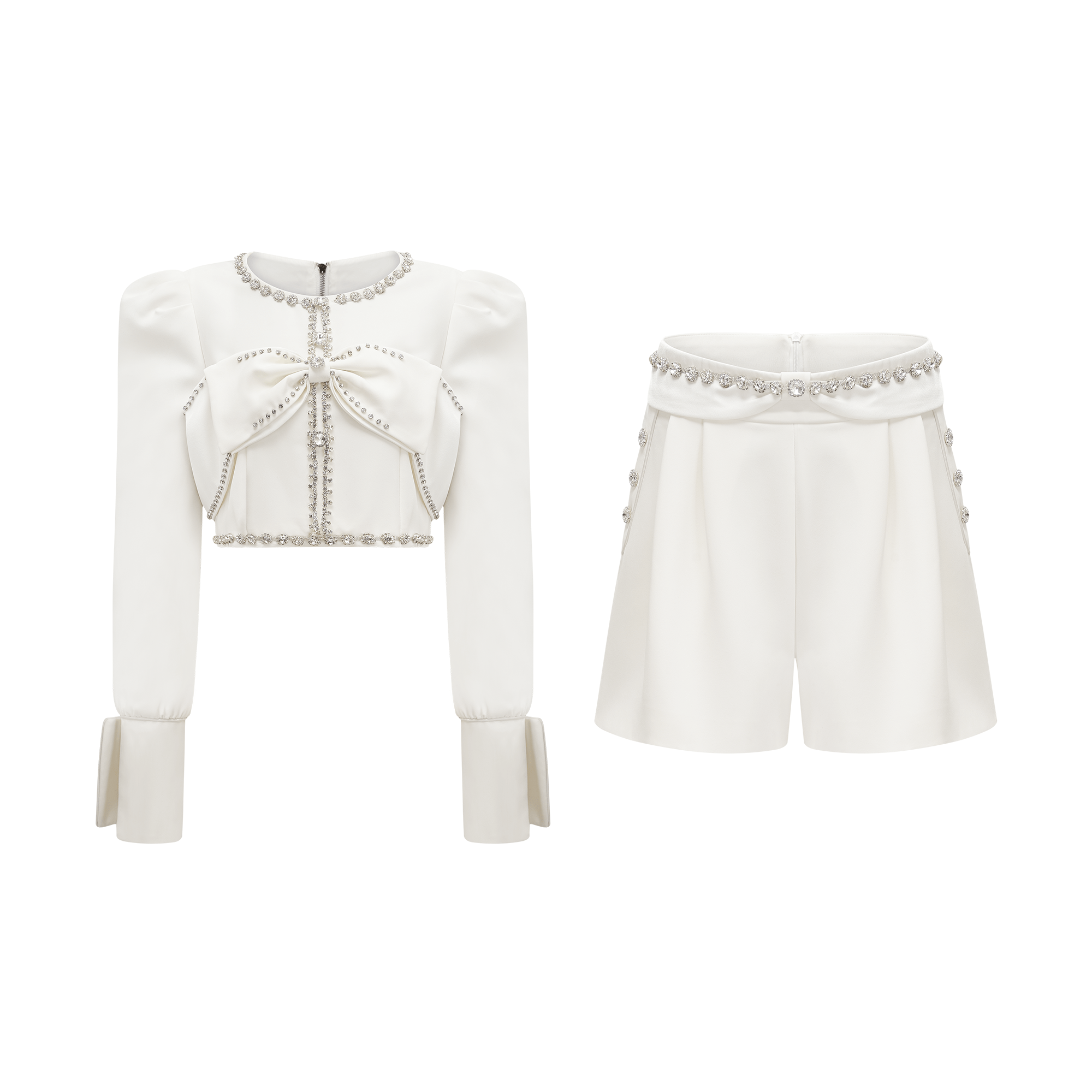 Quilleva embellished cropped jacket & shorts matching set - Miss Rosier - Women's Online Boutique