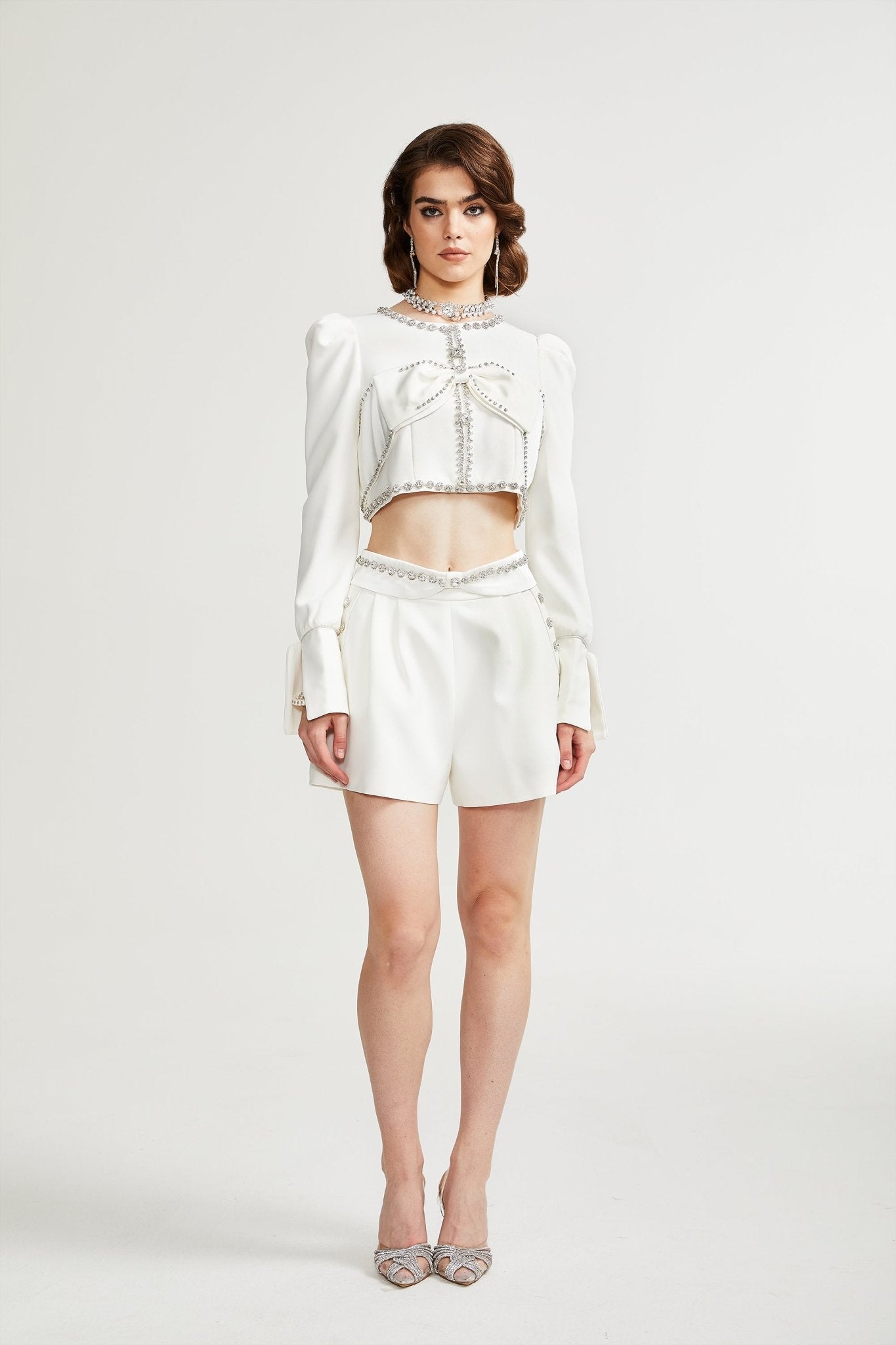 Quilleva embellished cropped jacket & shorts matching set - Miss Rosier - Women's Online Boutique