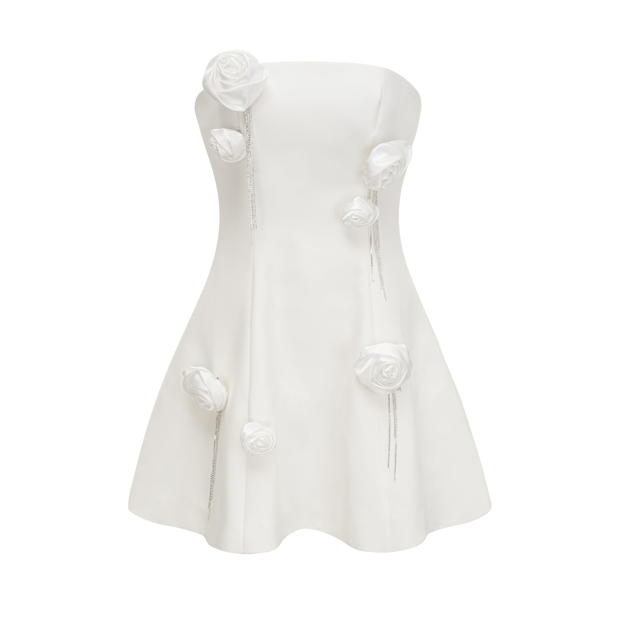 Rosalie white faux-flower mini dress