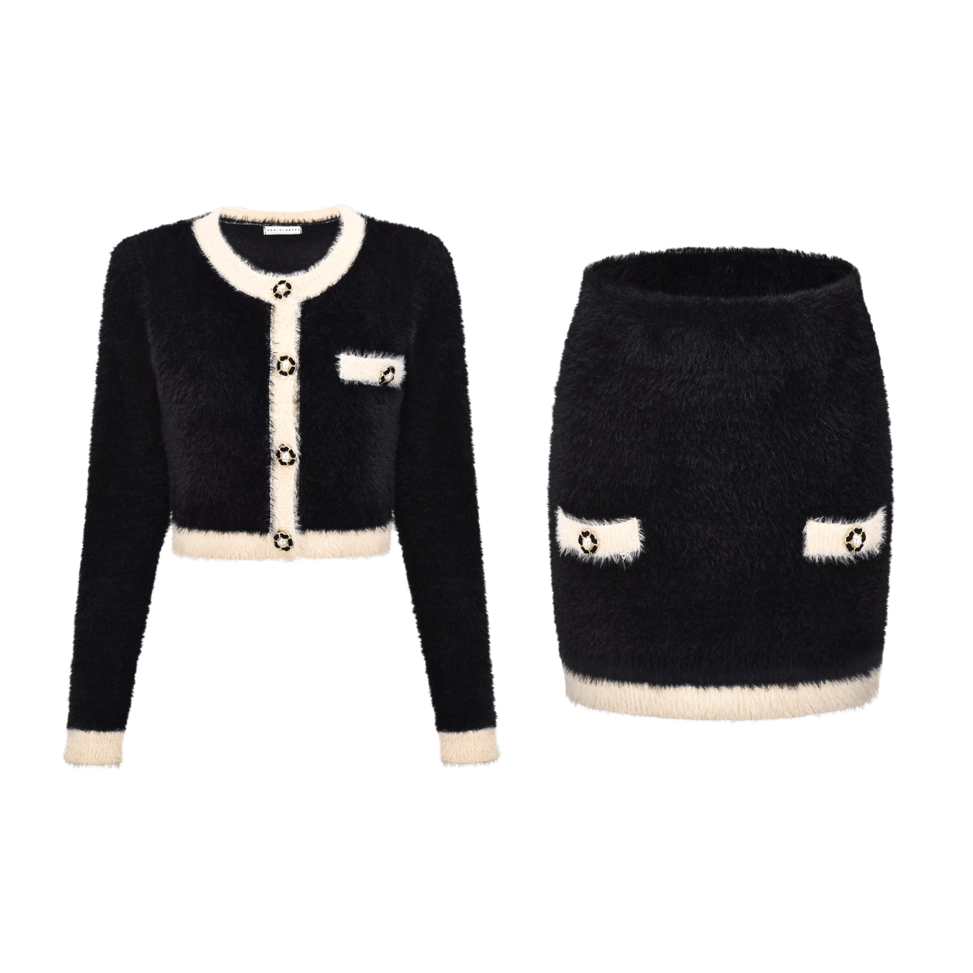 Serio Ludere-mohair panelled cropped top & skirt matching set - itsy, it‘s different