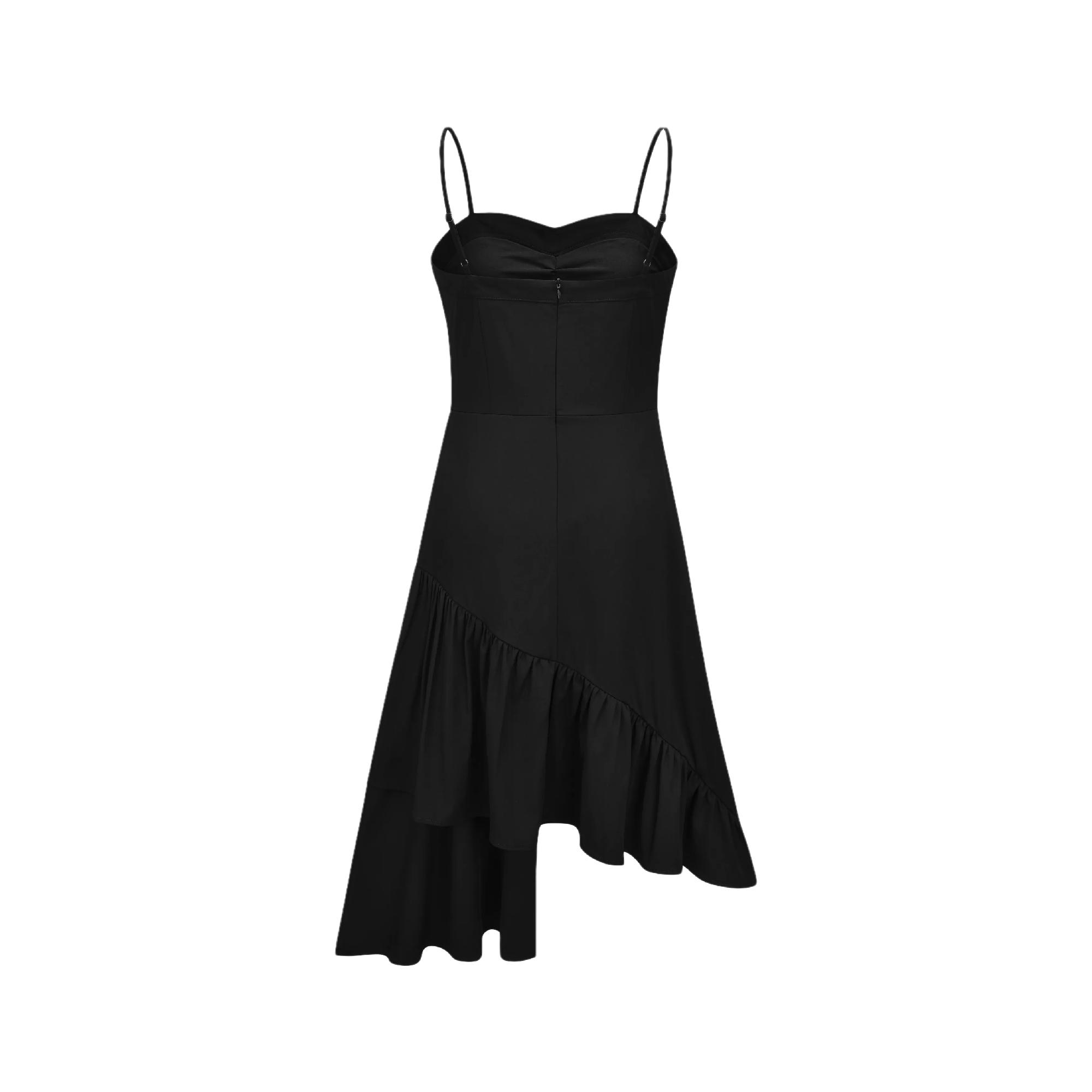 Shape of You-asymmetric-hem black mini dress - itsy, it‘s different