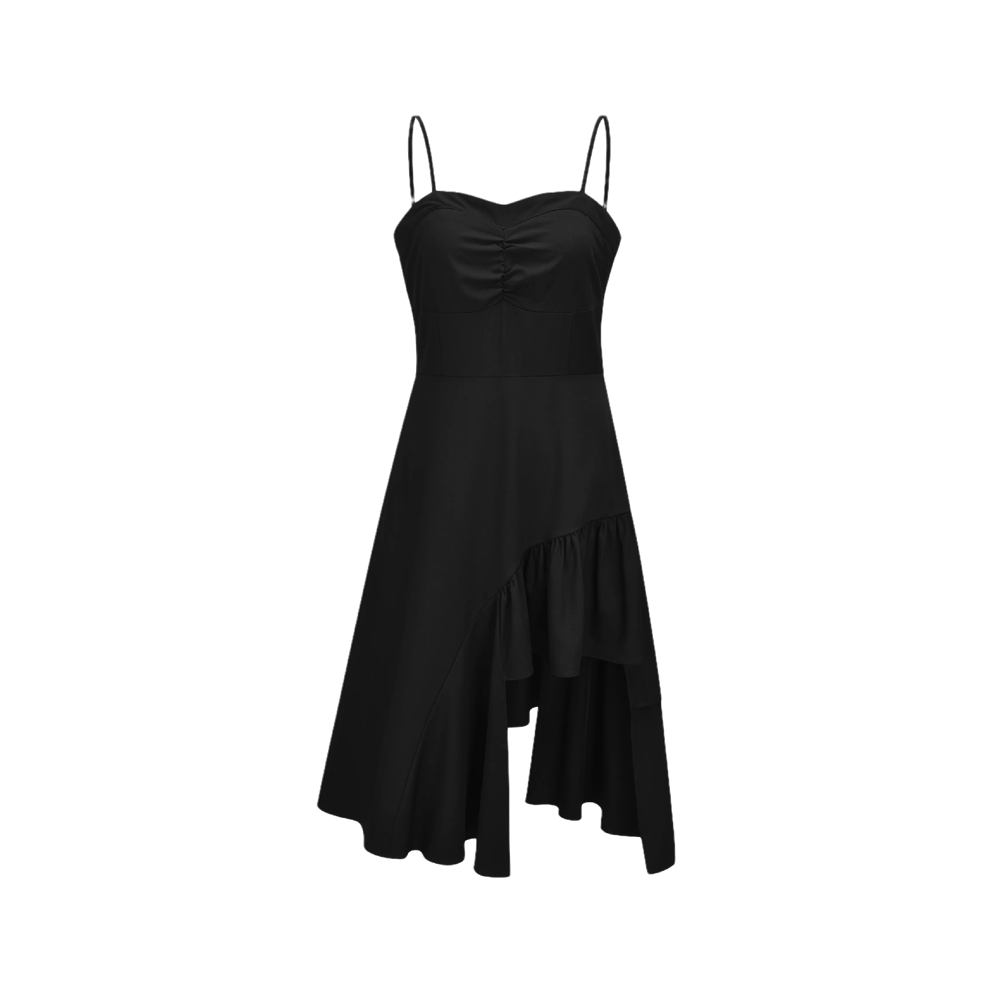 Shape of You-asymmetric-hem black mini dress - itsy, it‘s different