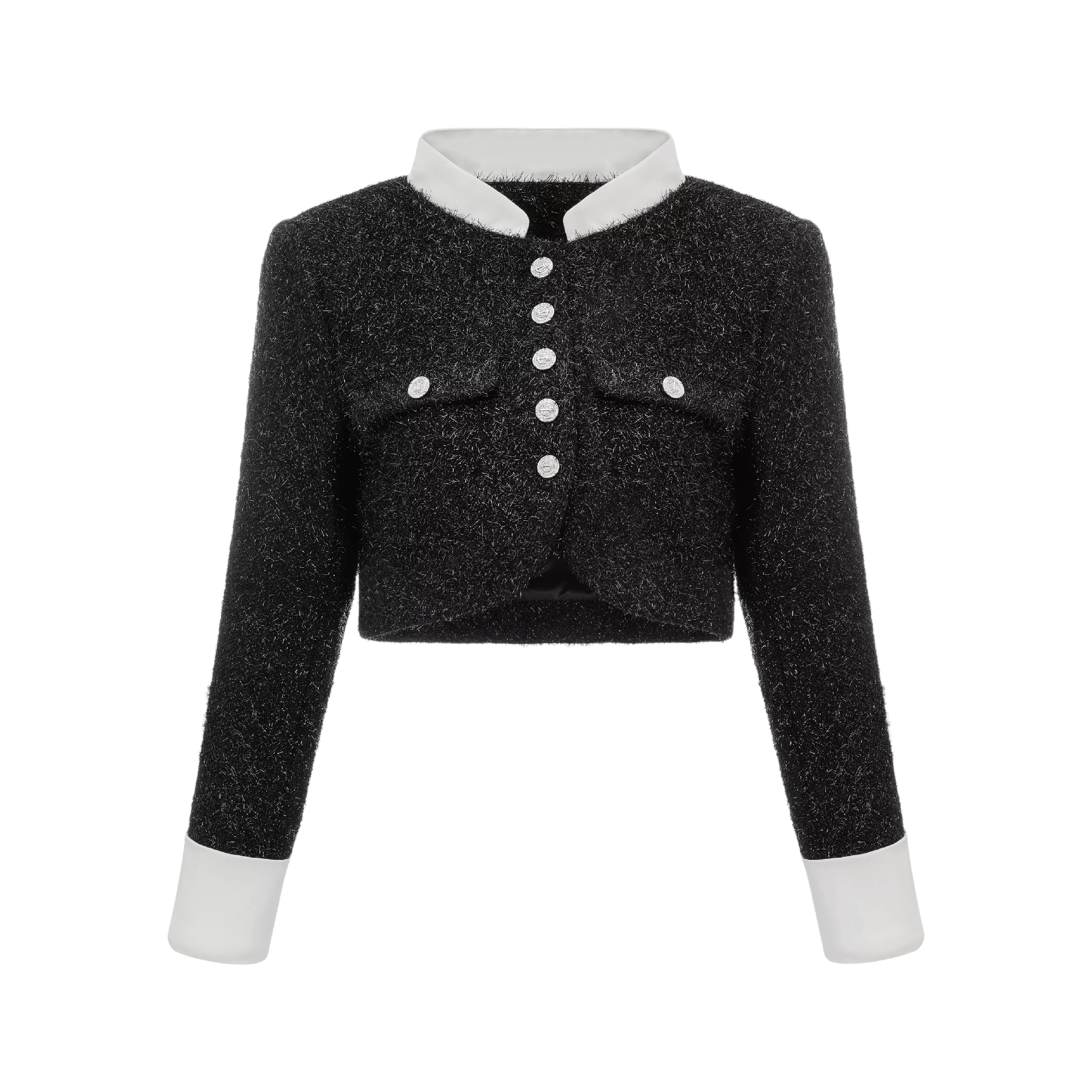 Stay With Me-panelled textured furry-knit cropped jacket - itsy, it‘s different