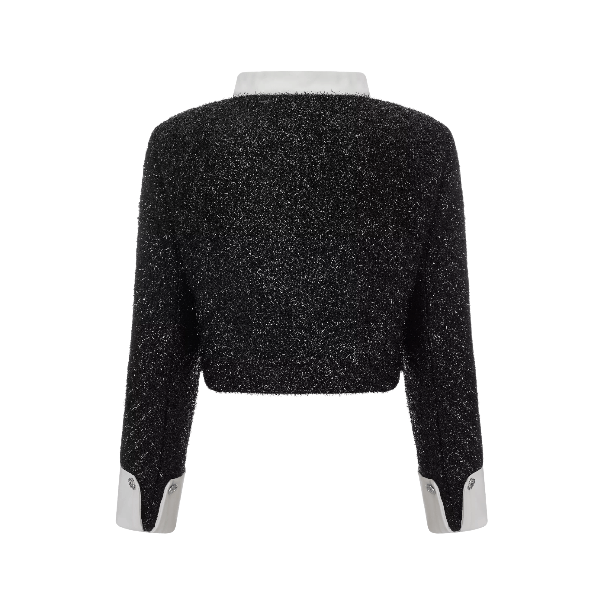 Stay With Me-panelled textured furry-knit cropped jacket - itsy, it‘s different